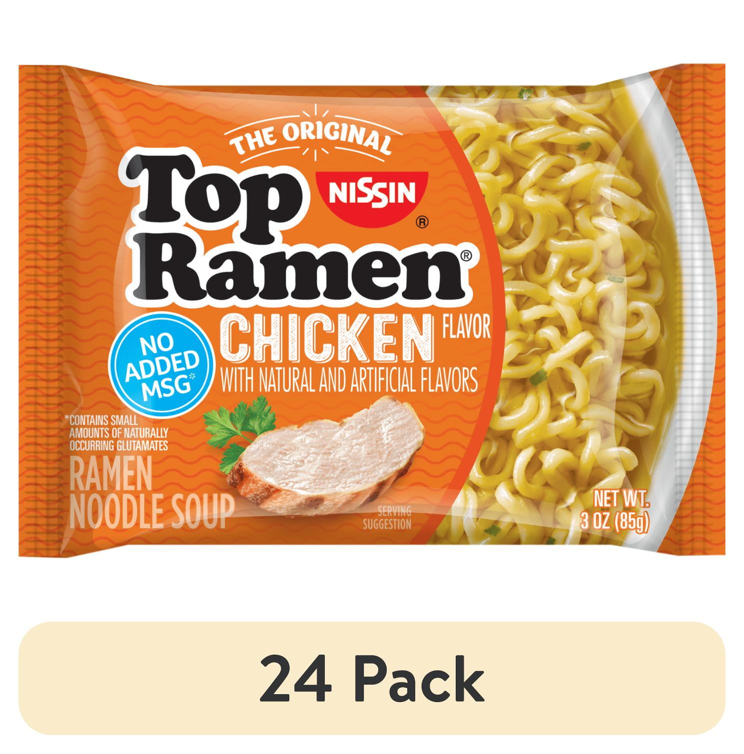 (24 pack) Nissin Foods Top Ramen The Original Ramen Noodle Soup, Chicken Flavor, 3 oz Bag, Shelf-Stable