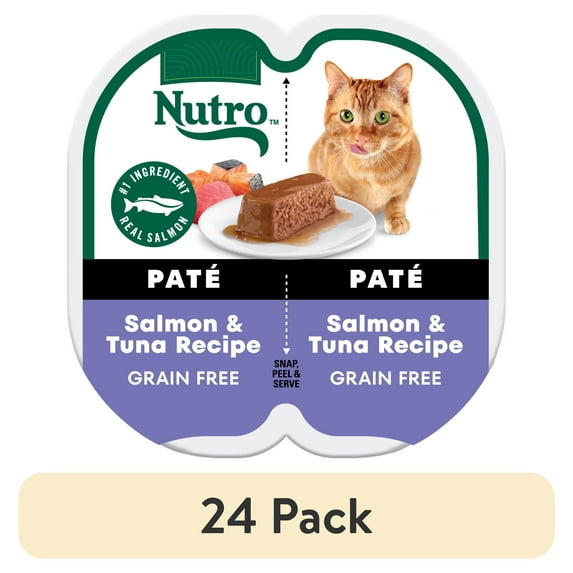 (24 pack) Nutro Perfect Portions Wet Cat Food Pate Salmon & Tuna Recipe, (24) 2.64 oz. Twin-Pack Trays