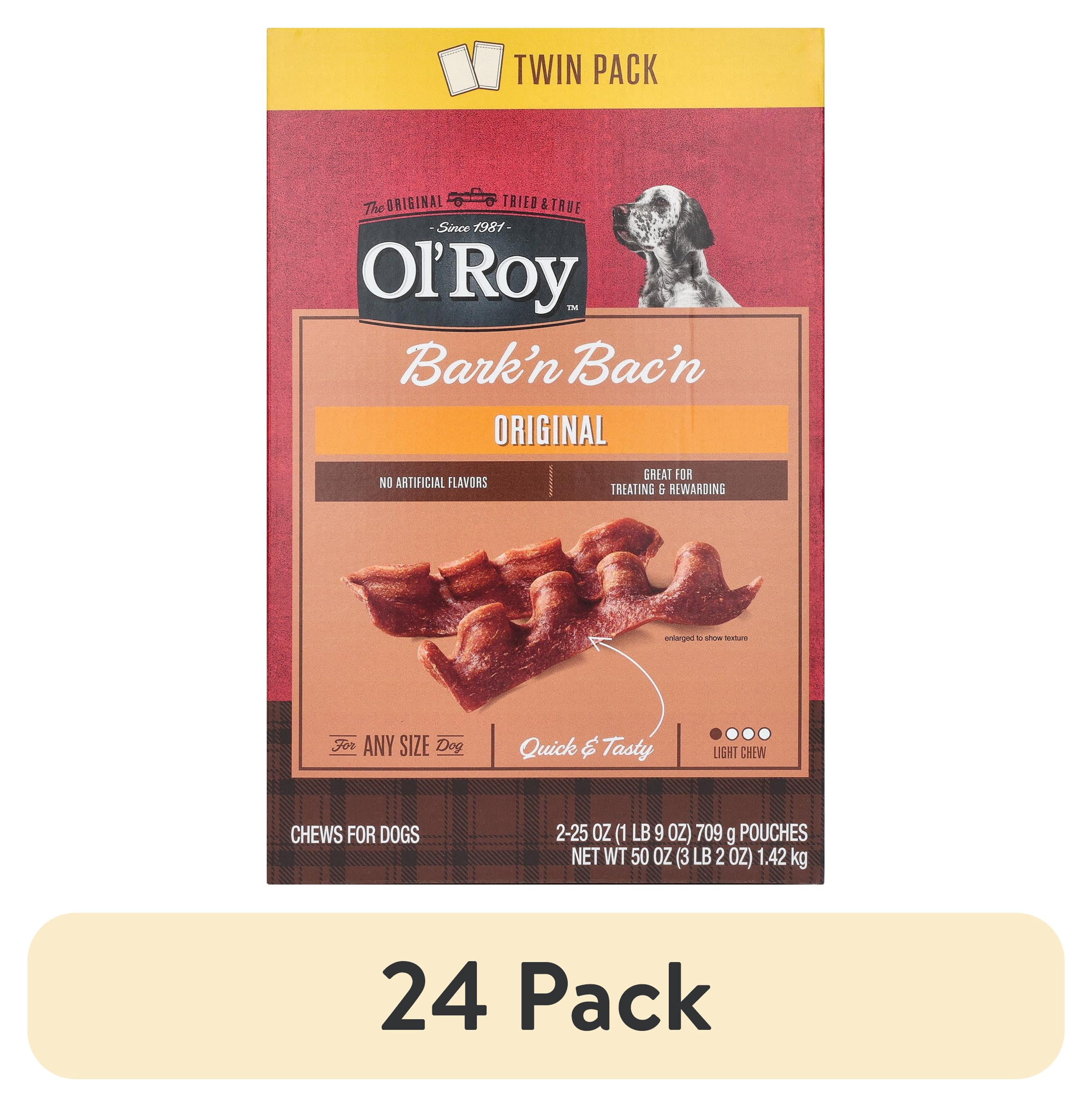 (24 pack) Ol' Roy Bark'n Bac'n Dog Treats, Original, 25 oz Pouches, Twin Pack