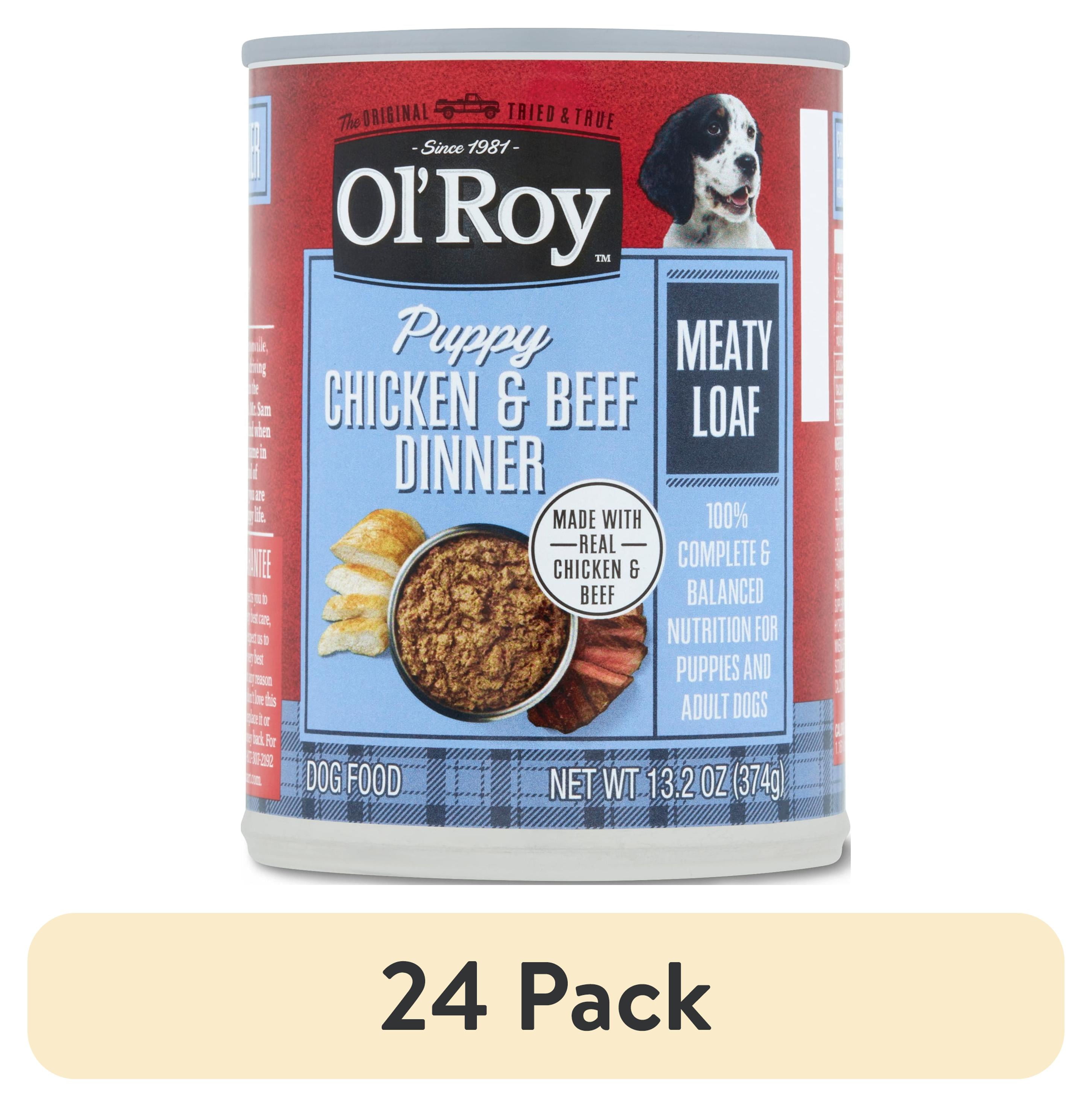 (24 pack) Ol' Roy Chicken and Beef Loaf Wet Dog Food for Puppies, 13.2 oz Can