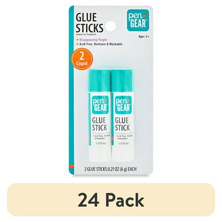 (24 pack) Pen+Gear School Glue Sticks, Washable/Disappearing Purple, 0.21 oz 2 Count, Dry Time 3 Min