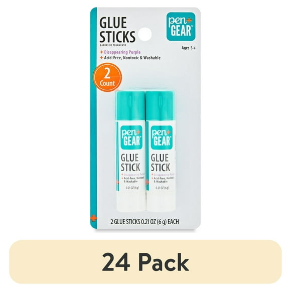 (24 pack) Pen+Gear School Glue Sticks, Washable/Disappearing Purple, 0.21 oz 2 Count, Dry Time 3 Min