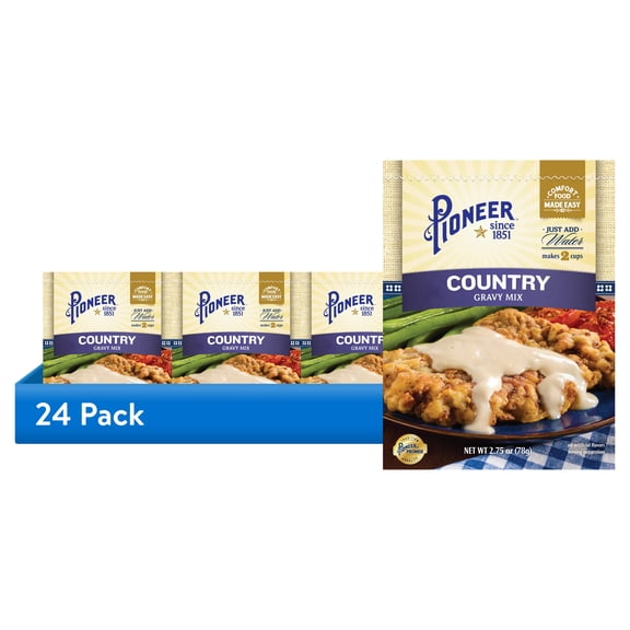 (24 pack) Pioneer Country Gravy Mix, Rich & Creamy, Southern Style, 2.75 oz Pouch (Yields 8 Servings)