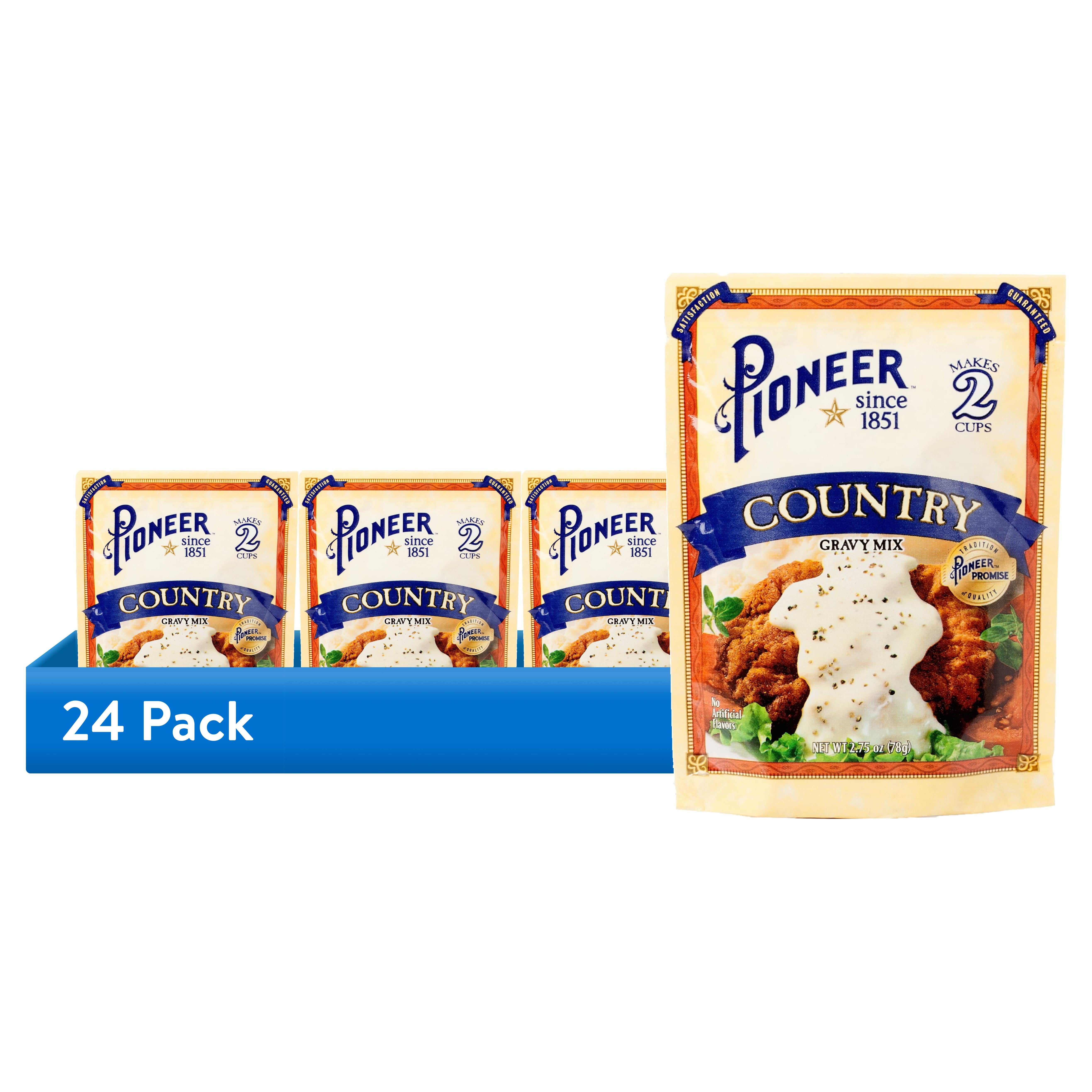 (24 pack) Pioneer Country Gravy Mix, Rich & Creamy, Southern Style, 2.75 oz Pouch (Yields 8 Servings)