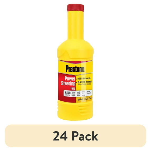 (24 pack) Prestone Asian Vehicles Full Synthetic Power Steering Fluid for Cars and Trucks - 12 oz - 100,000 Miles