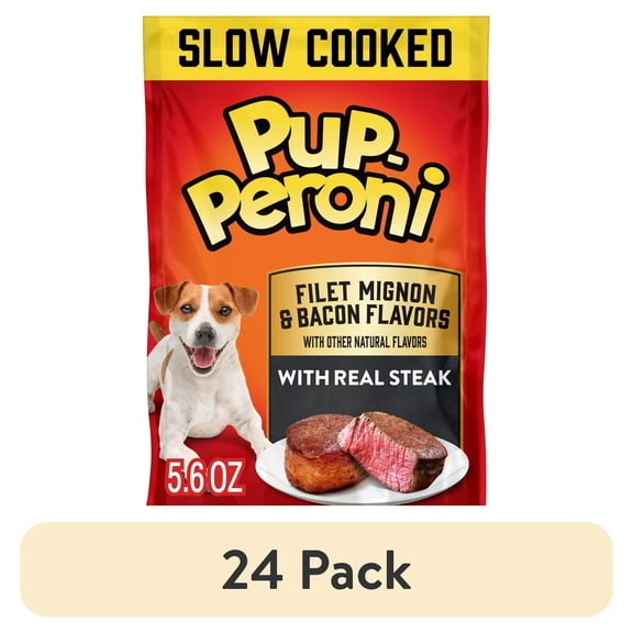(24 pack) Pup Peroni Filet Mignon & Bacon Flavor Dog Treats, 5.6 Ounce Bag
