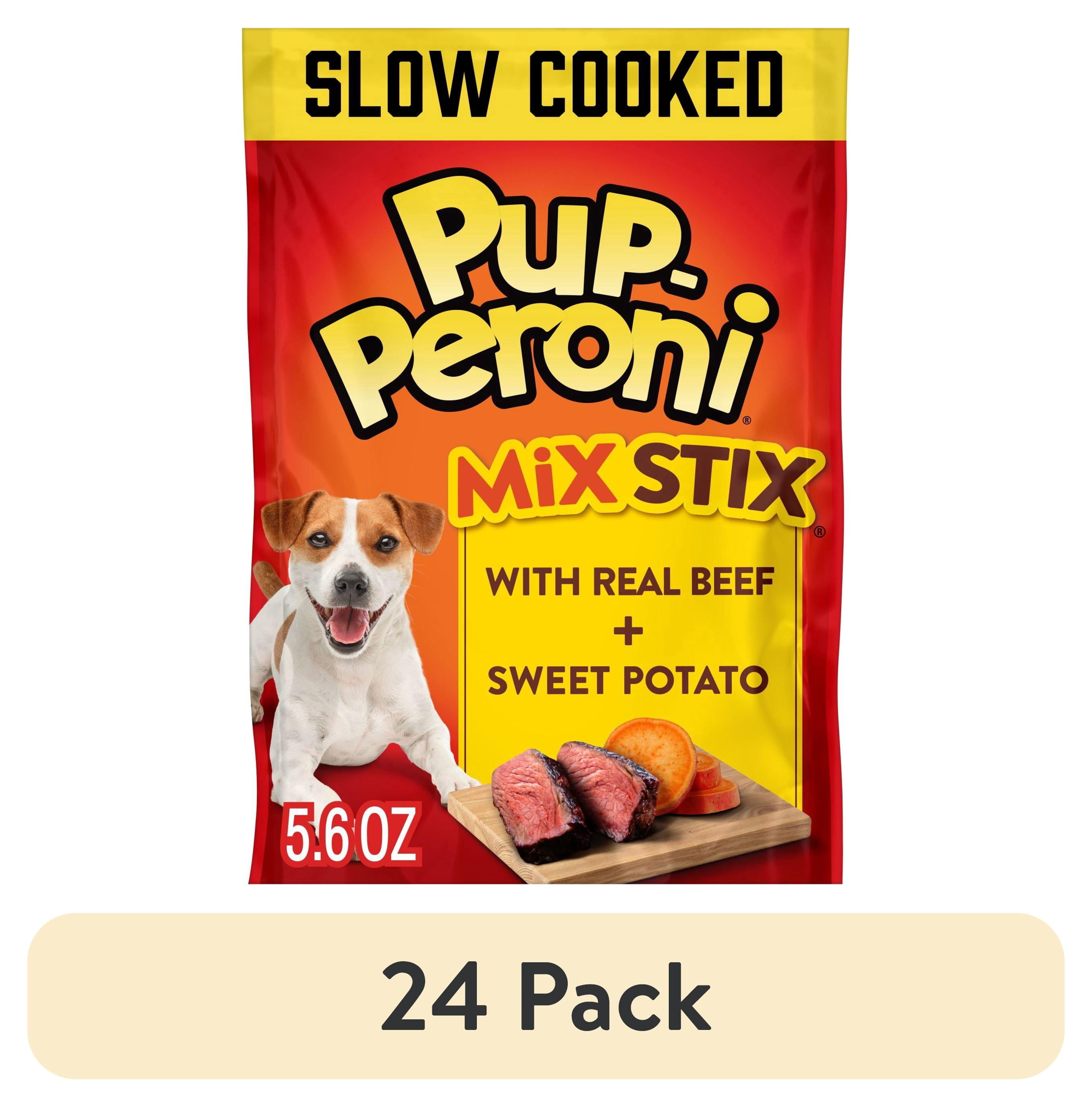(24 pack) Pup Peroni Mix Stix Dog Treats With Real Beef + Sweet Potato, 5.6 oz Bag
