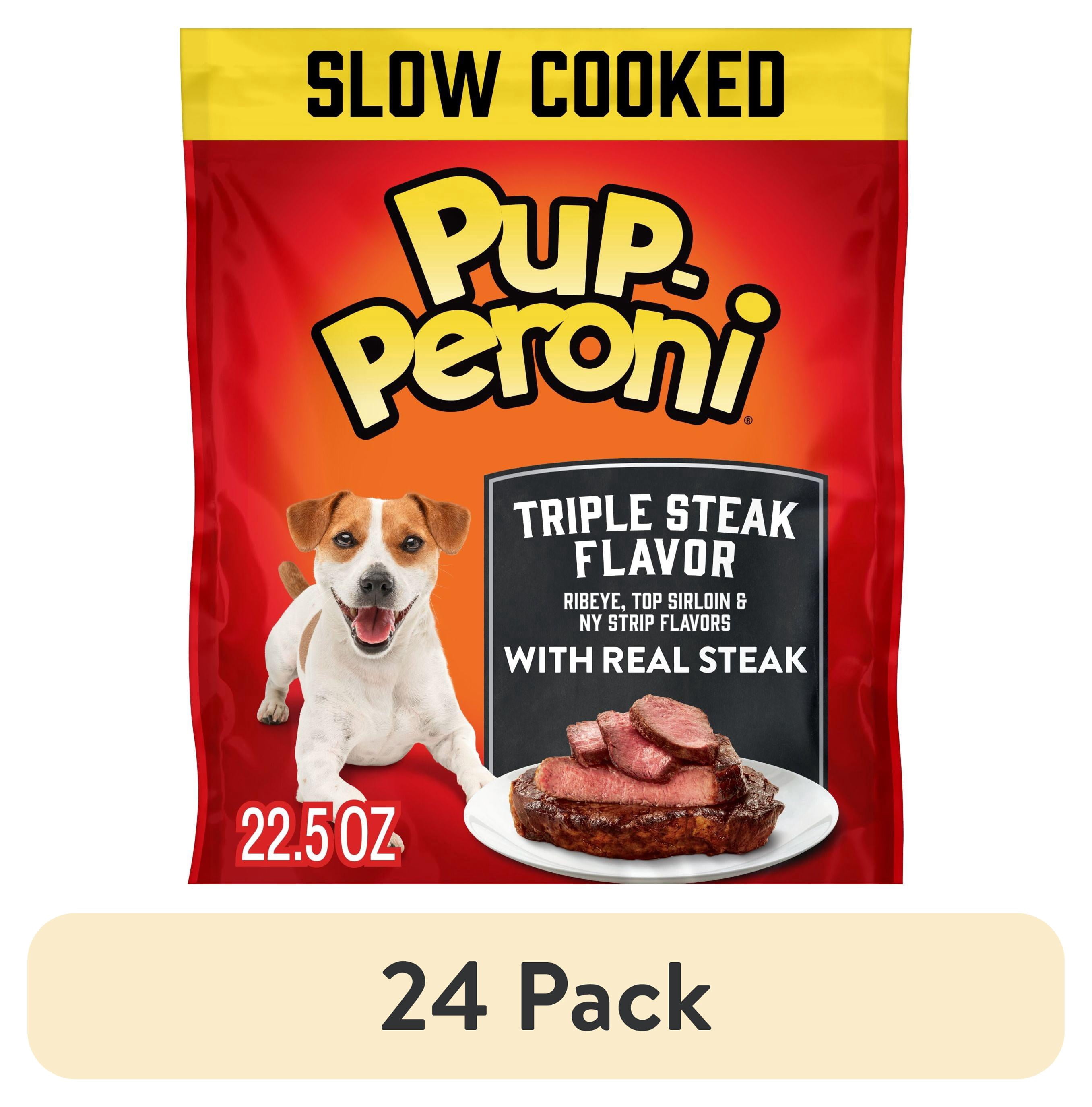 (24 pack) Pup Peroni Triple Steak Flavor Dog Treats, 22.5 oz Bag