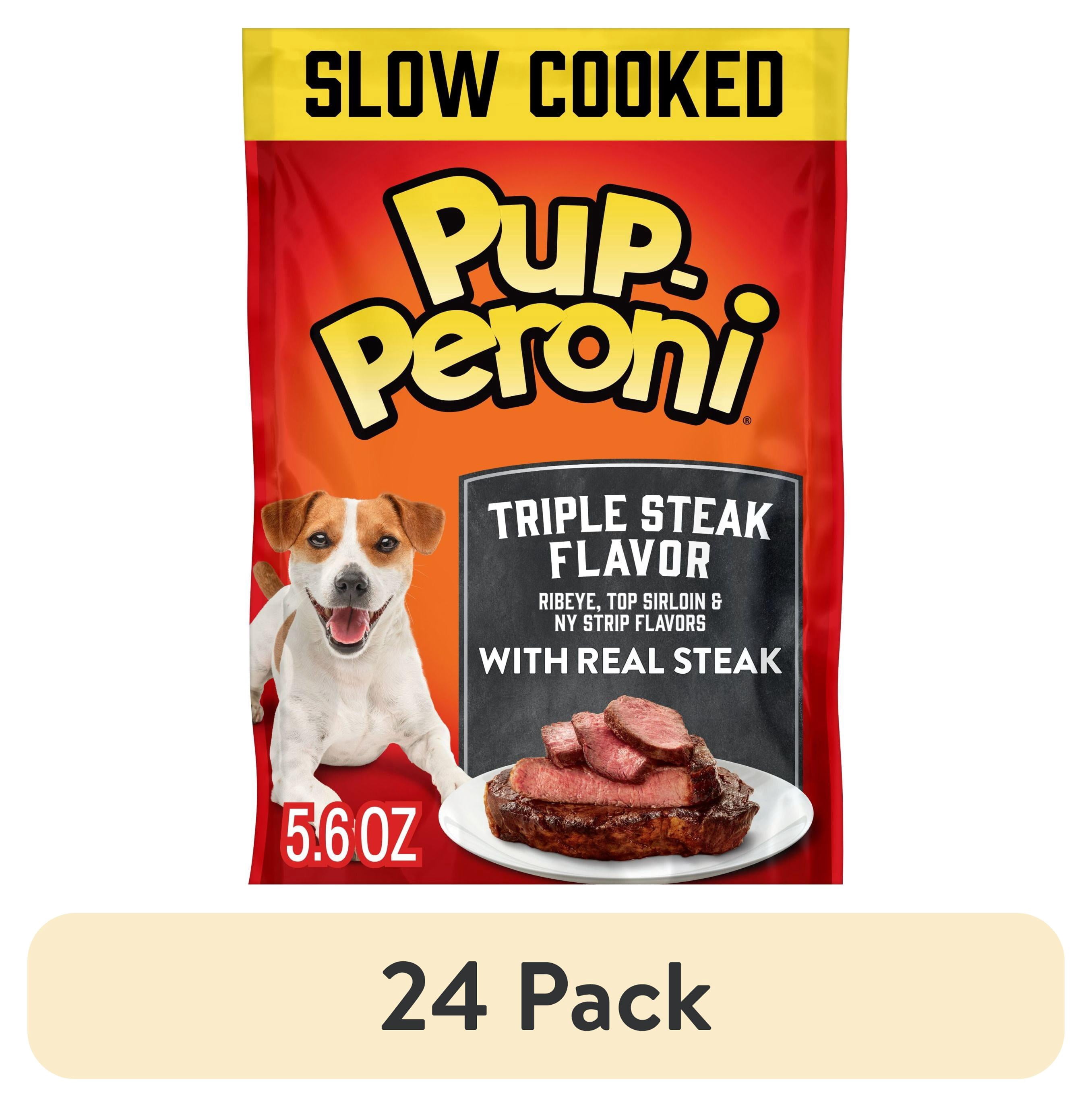 (24 pack) Pup Peroni Triple Steak Flavor Dog Treats, 5.6 oz Bag