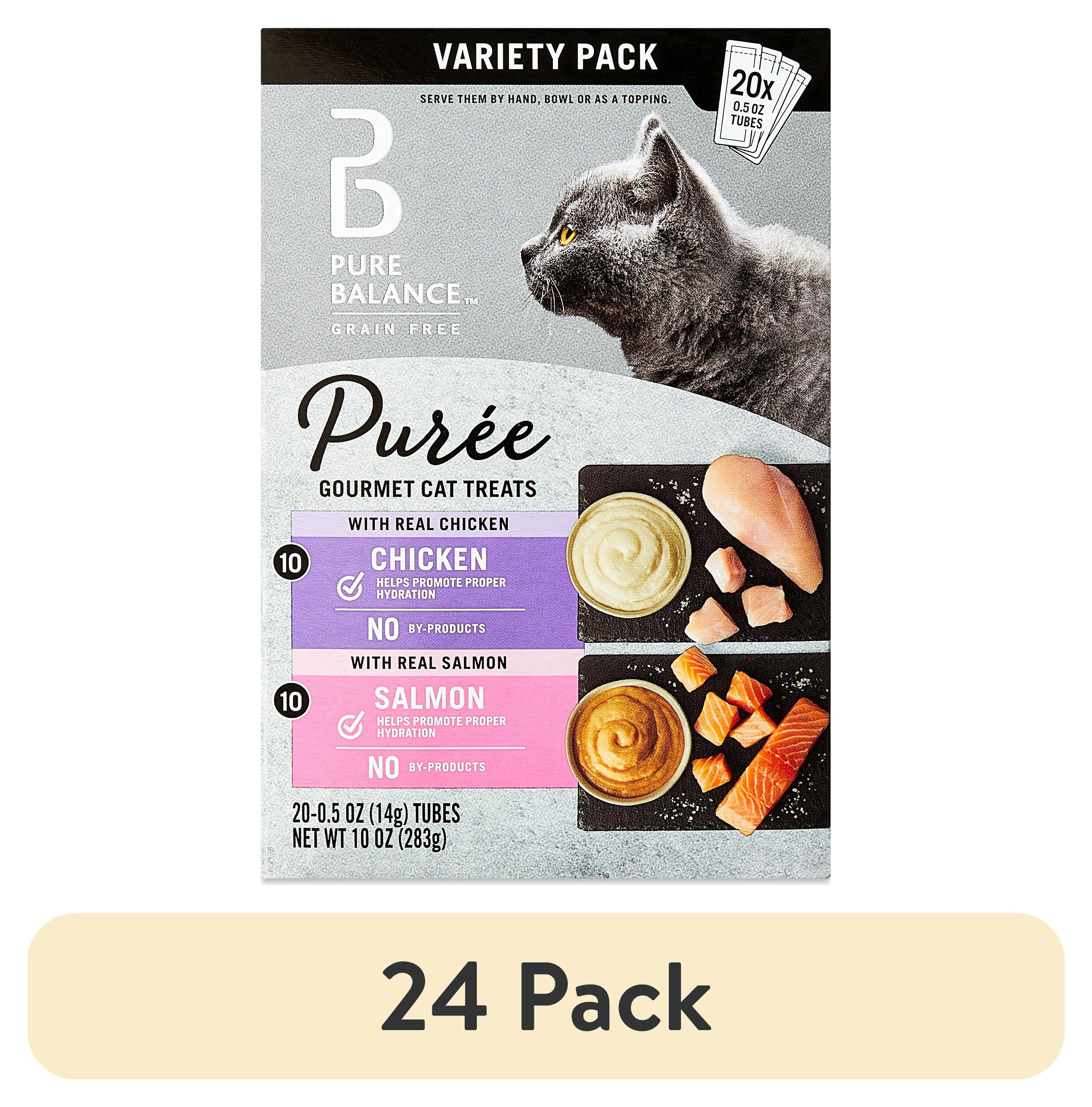 (24 pack) Pure Balance Grain Free Gourmet Wet Cat Treats, Variety Pack, 0.5 oz Tubes, 20 Count