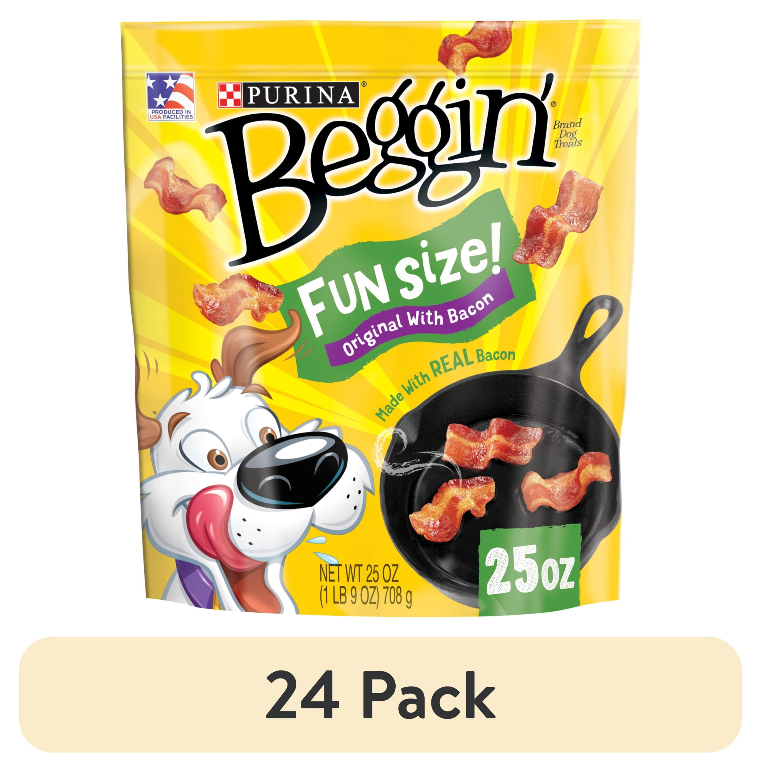(24 pack) Purina Beggin' Strips Small Dog Treats Fun Size Original with Real Bacon Flavor Chews, 25 oz Pouch