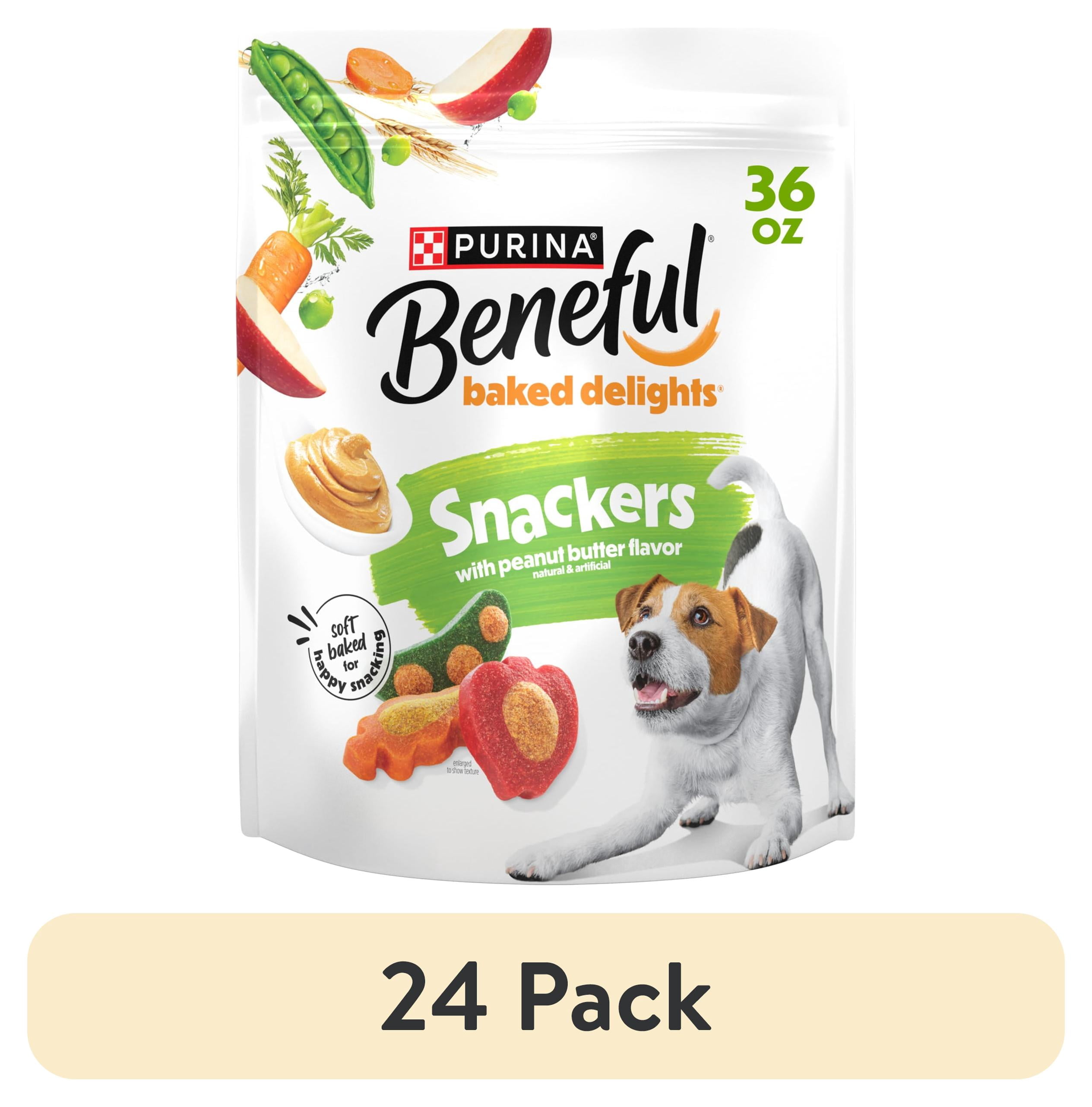 (24 pack) Purina Beneful Baked Delights Snackers Peanut Butter Flavor Soft Baked Treats for Dogs, 36 oz Pouch