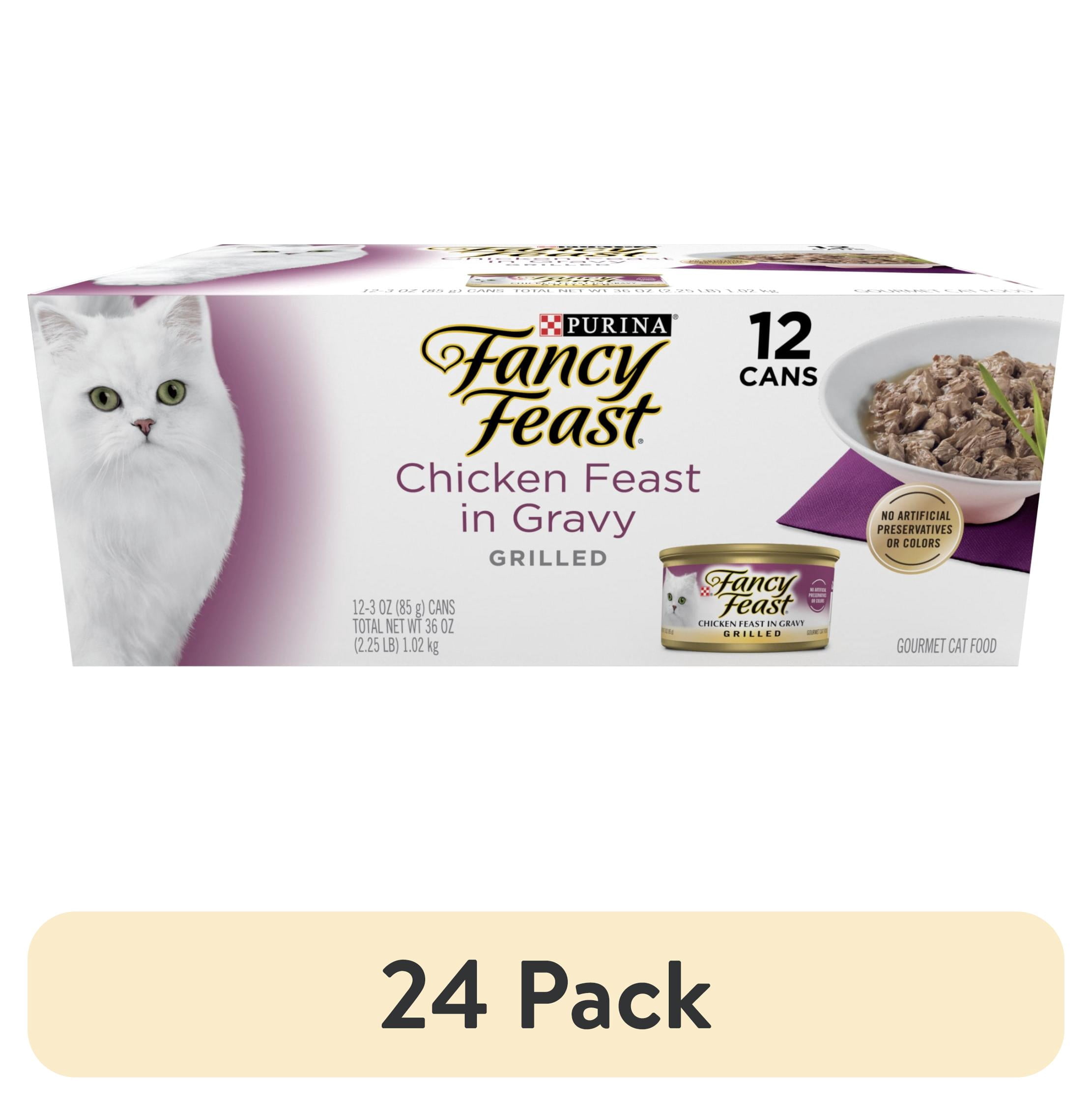 (24 pack) Purina Fancy Feast Chicken Feast in Gravy Grilled Wet Cat Food, 3 oz Cans (12 Pack)