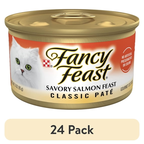 (24 pack) Purina Fancy Feast Classic Pate Kitten Food, Wet Cat Food, Savory Salmon Feast, 3 oz Can