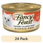(24 pack) Purina Fancy Feast Classic Pate Kitten Food, Wet Cat Food, Savory Salmon Feast, 3 oz Can