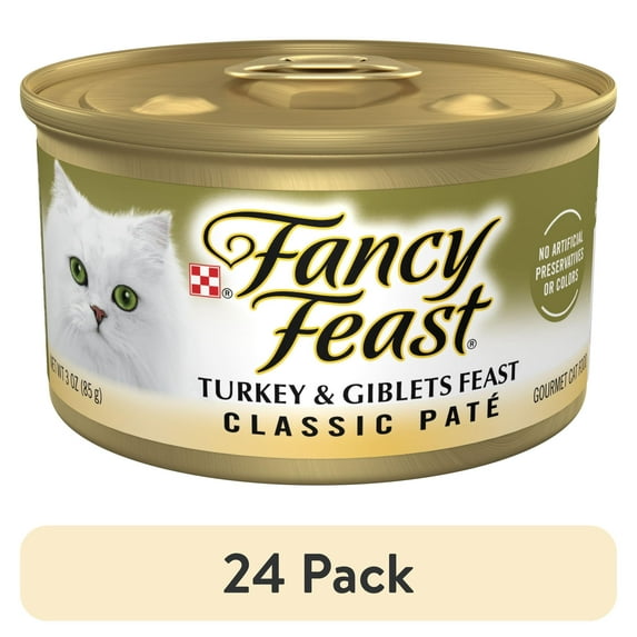 (24 pack) Purina Fancy Feast Classic Pate Kitten Food, Wet Cat Food, Turkey & Giblets Feast, 3 oz Can