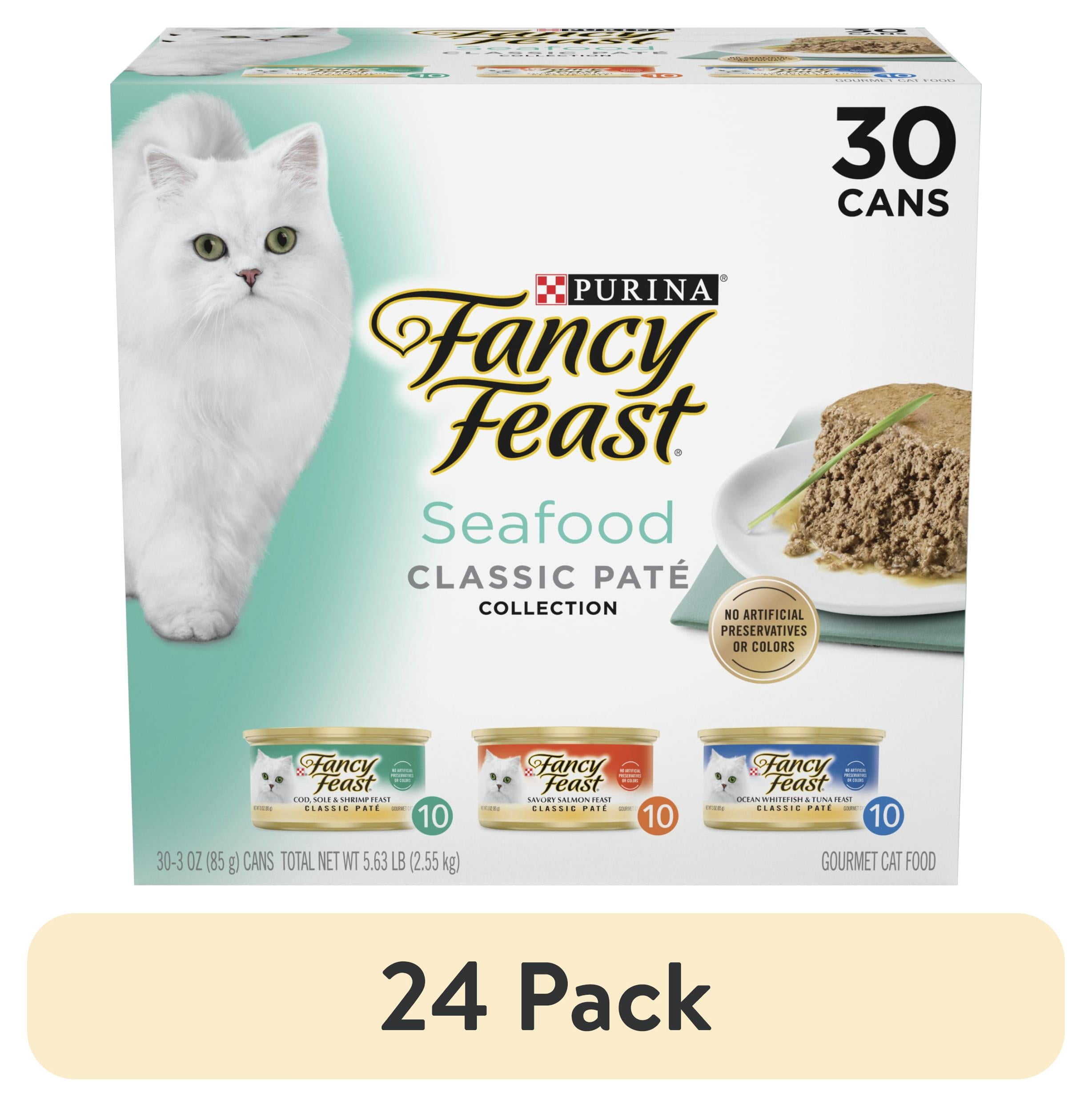 (24 pack) Purina Fancy Feast Classic Pate, Wet Cat Food, Seafood, 3 oz Cans, 30 Pack