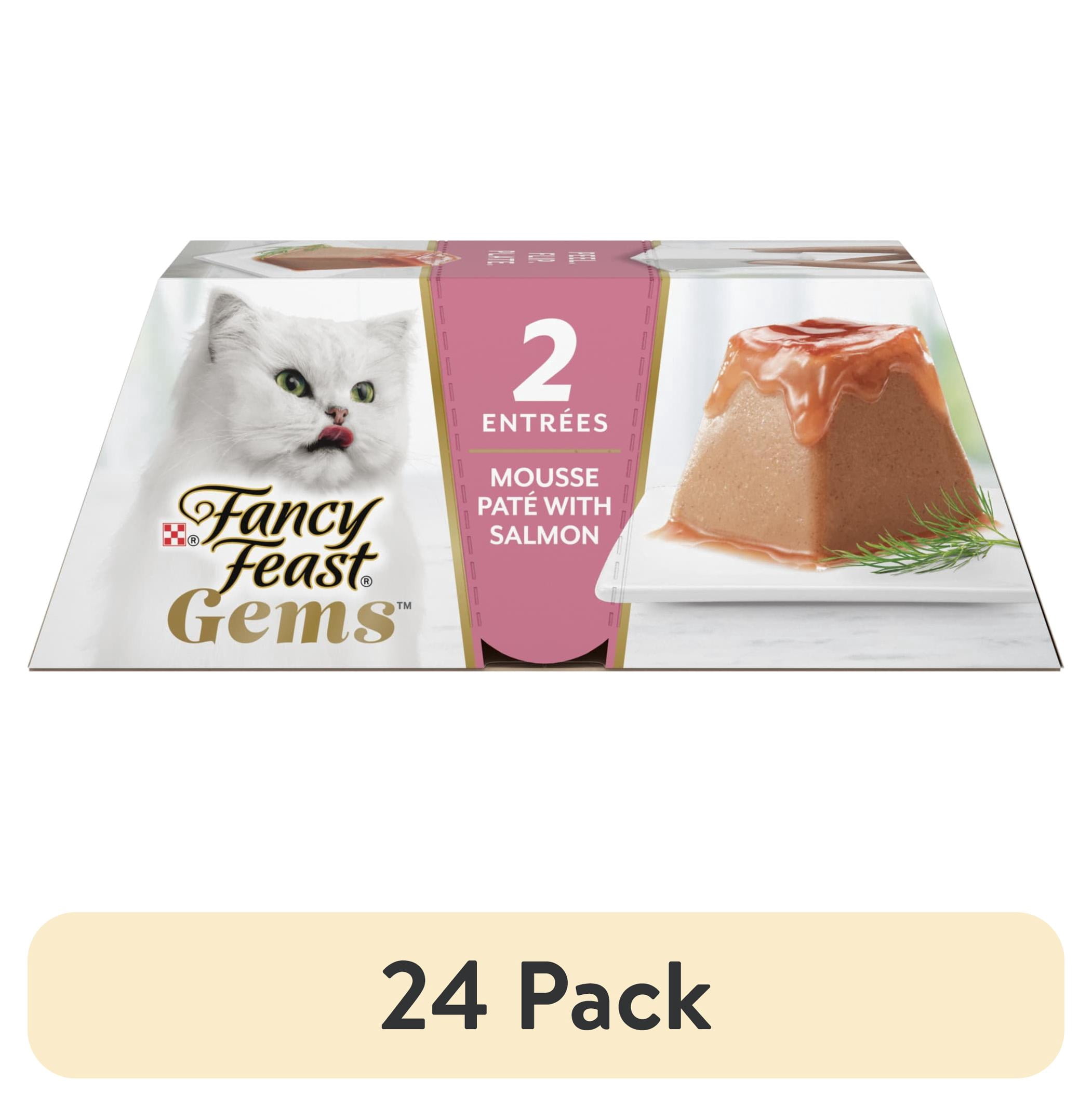 (24 pack) Purina Fancy Feast Gems Salmon Flavor Mousse Pate Wet Cat Food, 2 oz Tubs