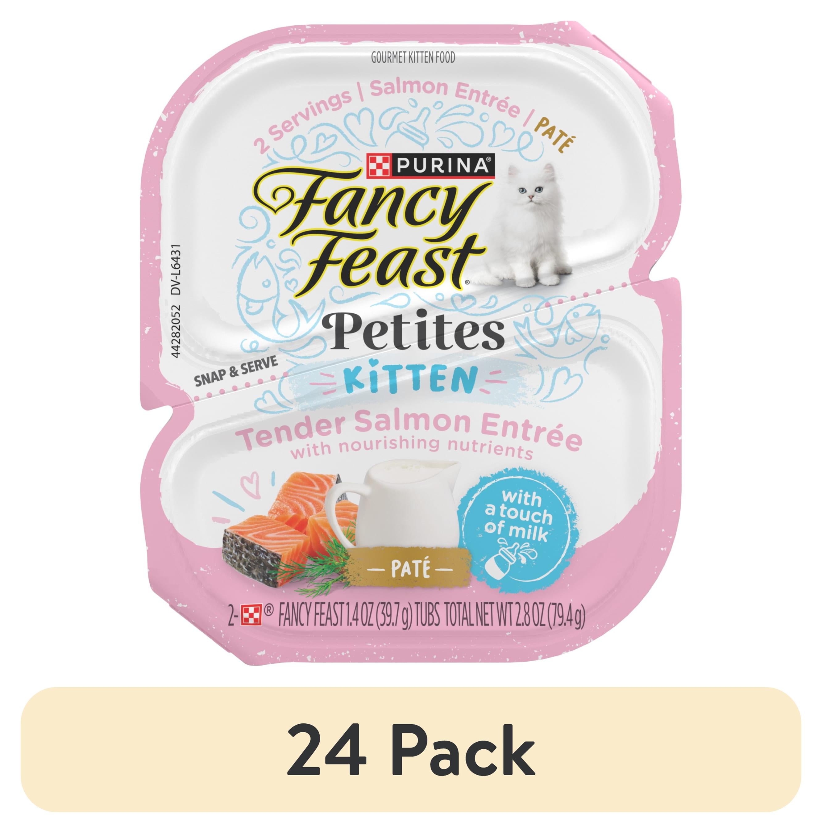(24 pack) Purina Fancy Feast Gourmet Gravy Petites Tender Salmon Pate Gourmet Wet Kitten Food, 2.8 oz Tub