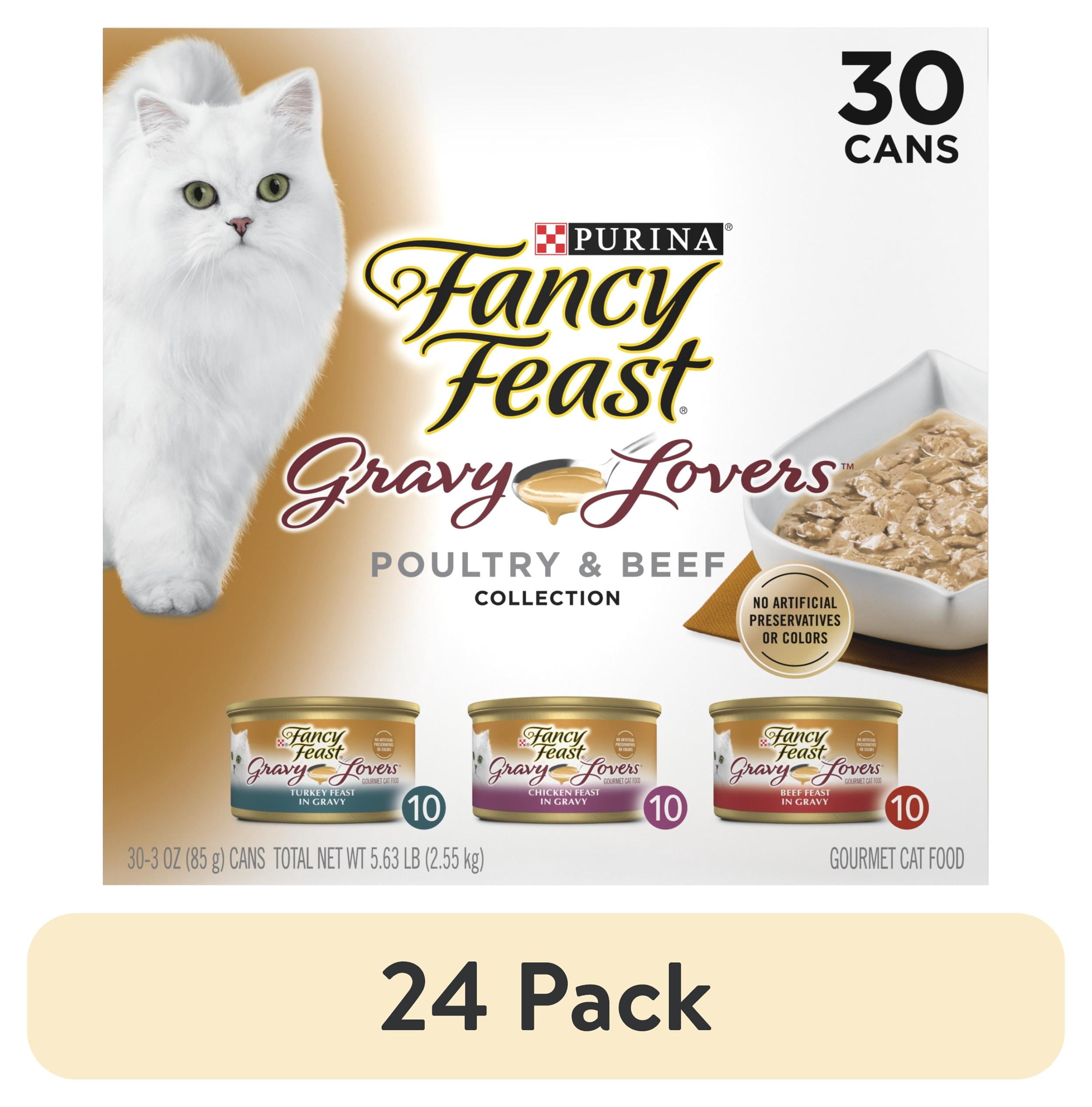 (24 pack) Purina Fancy Feast Gravy Lovers Poultry & Beef in Gravy Wet Cat Food Variety Pack, 3 oz Cans (30 Pack)