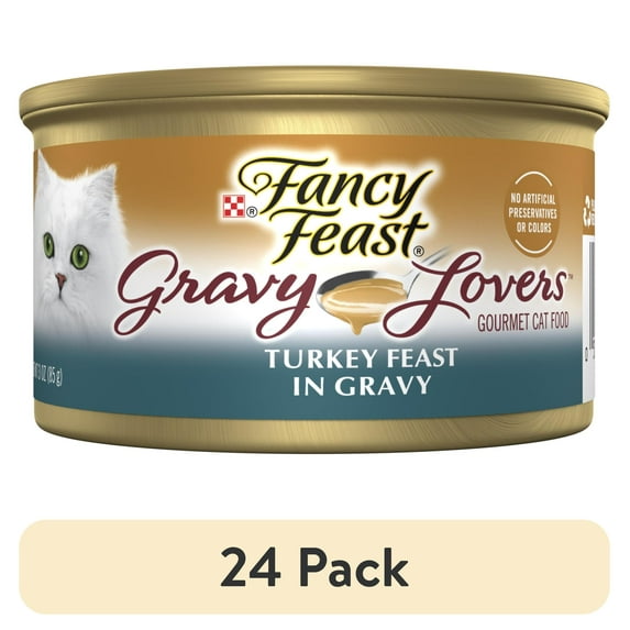 (24 pack) Purina Fancy Feast Gravy Lovers, Wet Cat Food, Turkey Feast in Gravy, 3 oz Can