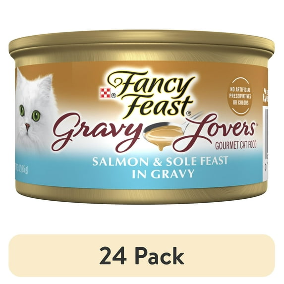 (24 pack) Purina Fancy Feast Gravy Lovers Wet Cat Food, Salmon & Sole in Gravy, 3 oz Can