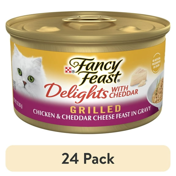 (24 pack) Purina Fancy Feast Grilled Delights with Cheddar Wet Cat Food, Chicken & Cheddar, 3 oz Can