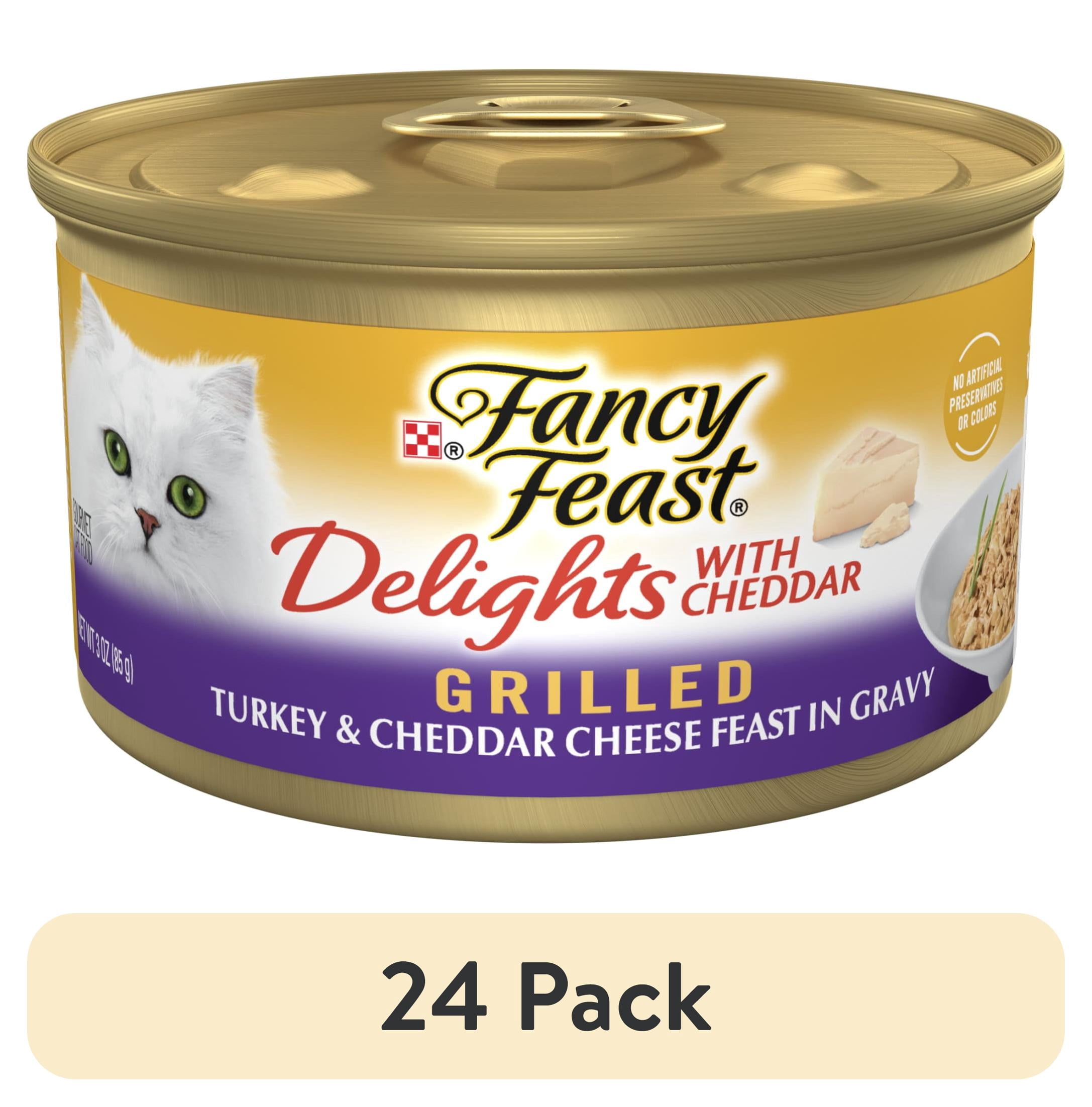 (24 pack) Purina Fancy Feast Delights with Cheddar Wet Cat Food, Grilled Turkey & Cheddar, 3 oz Cans