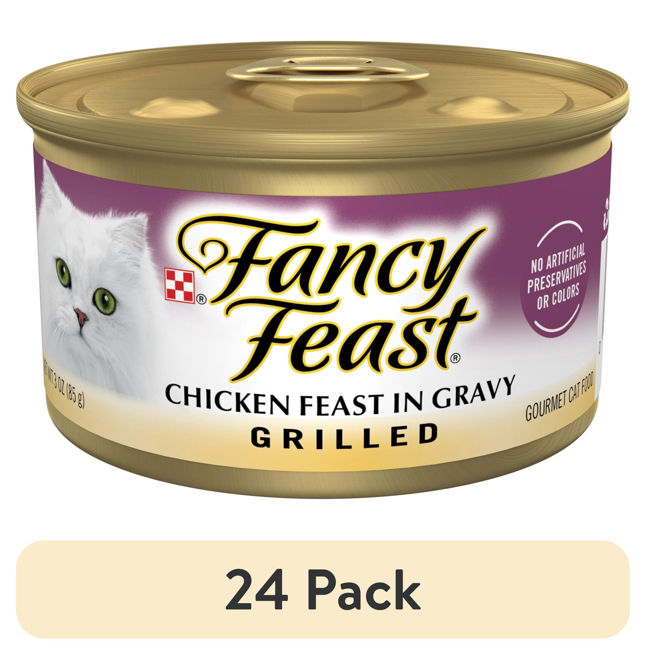 (24 pack) Purina Fancy Feast Chicken Feast in Gravy Grilled Wet Cat Food, 3 oz Can, 24 Pack