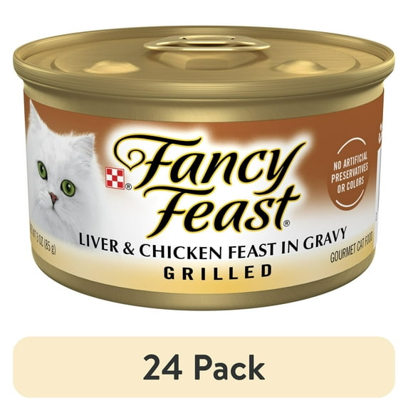 (24 pack) Purina Fancy Feast Grilled Kitten Food, Wet Cat Food, Liver & Chicken Feast in Gravy, 3 oz Can
