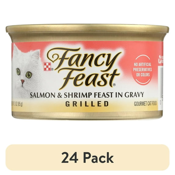 (24 pack) Purina Fancy Feast Grilled Kitten Food, Wet Cat Food, Salmon & Shrimp Feast in Gravy, 3 oz Can