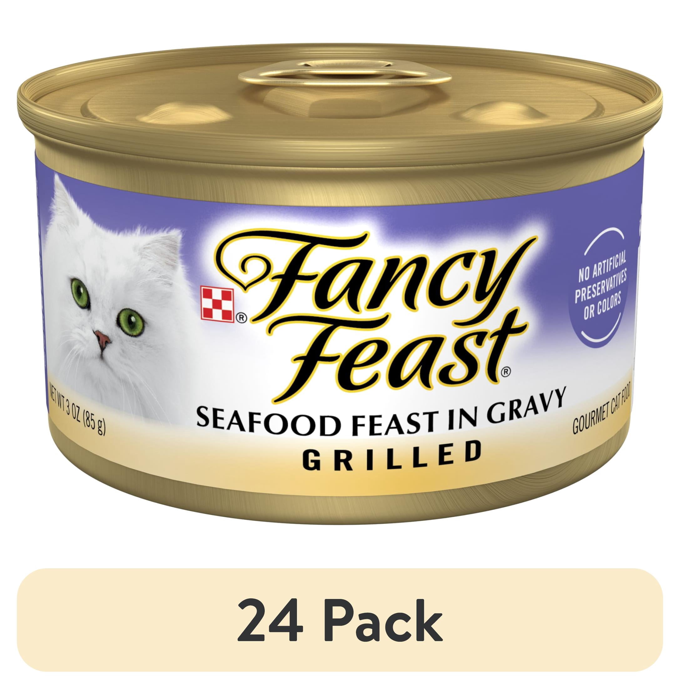 (24 pack) Purina Fancy Feast Grilled Kitten Food, Wet Cat Food, Seafood Feast in Gravy, 3 oz Cans