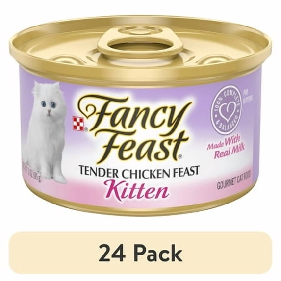 (24 pack) Purina Fancy Feast Kitten Food, Wet Cat Food, Chicken Feast & Milk, 3 oz Can
