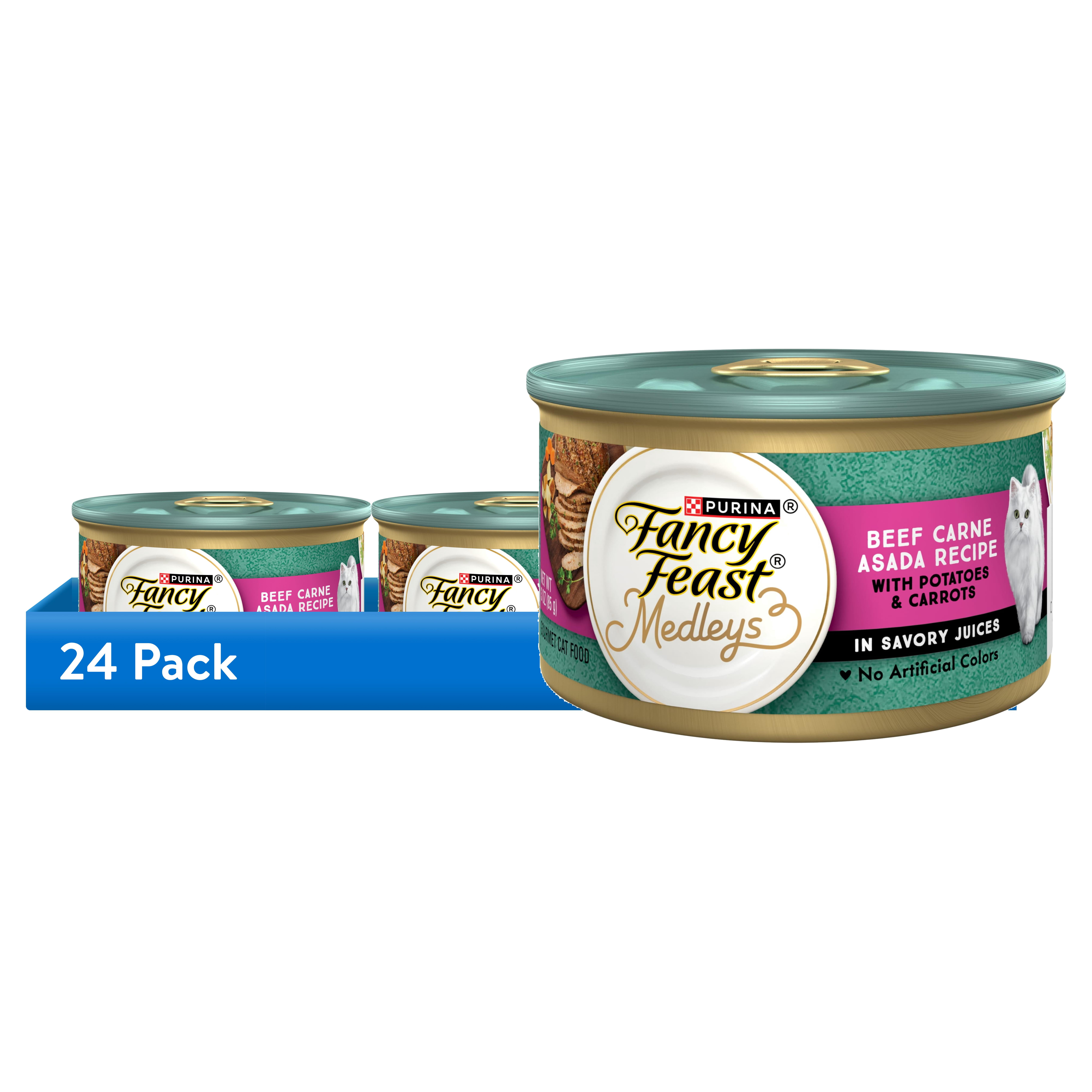 (24 pack) Purina Fancy Feast Medleys Wet Cat Food Beef Carne Asada Recipe with Potatoes and Carrots in Savory Juices, 3 oz. Can