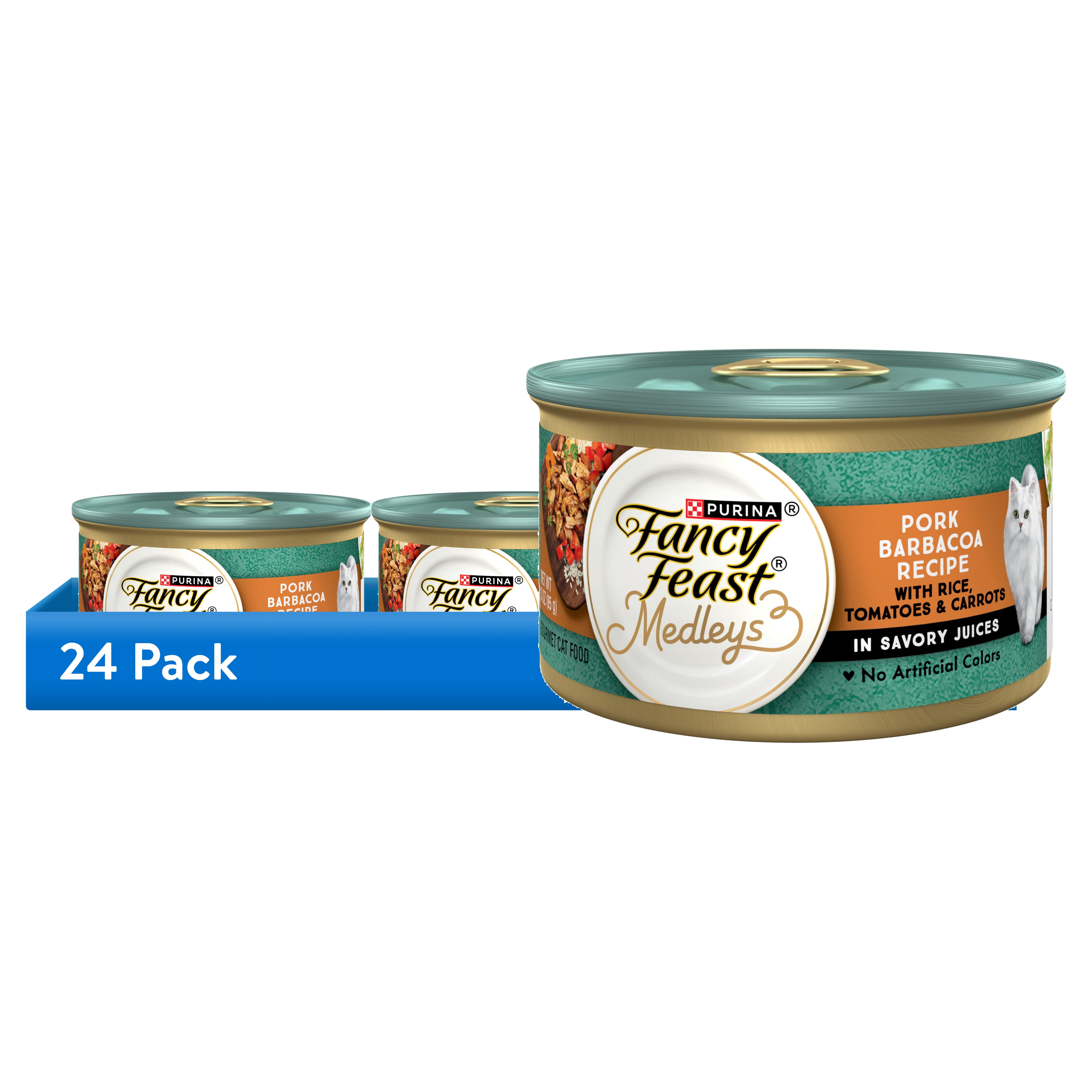(24 pack) Purina Fancy Feast Medleys Wet Cat Food Pork Barbacoa with Rice, Tomatoes and Carrots in Savory Juices, 3 oz. Can