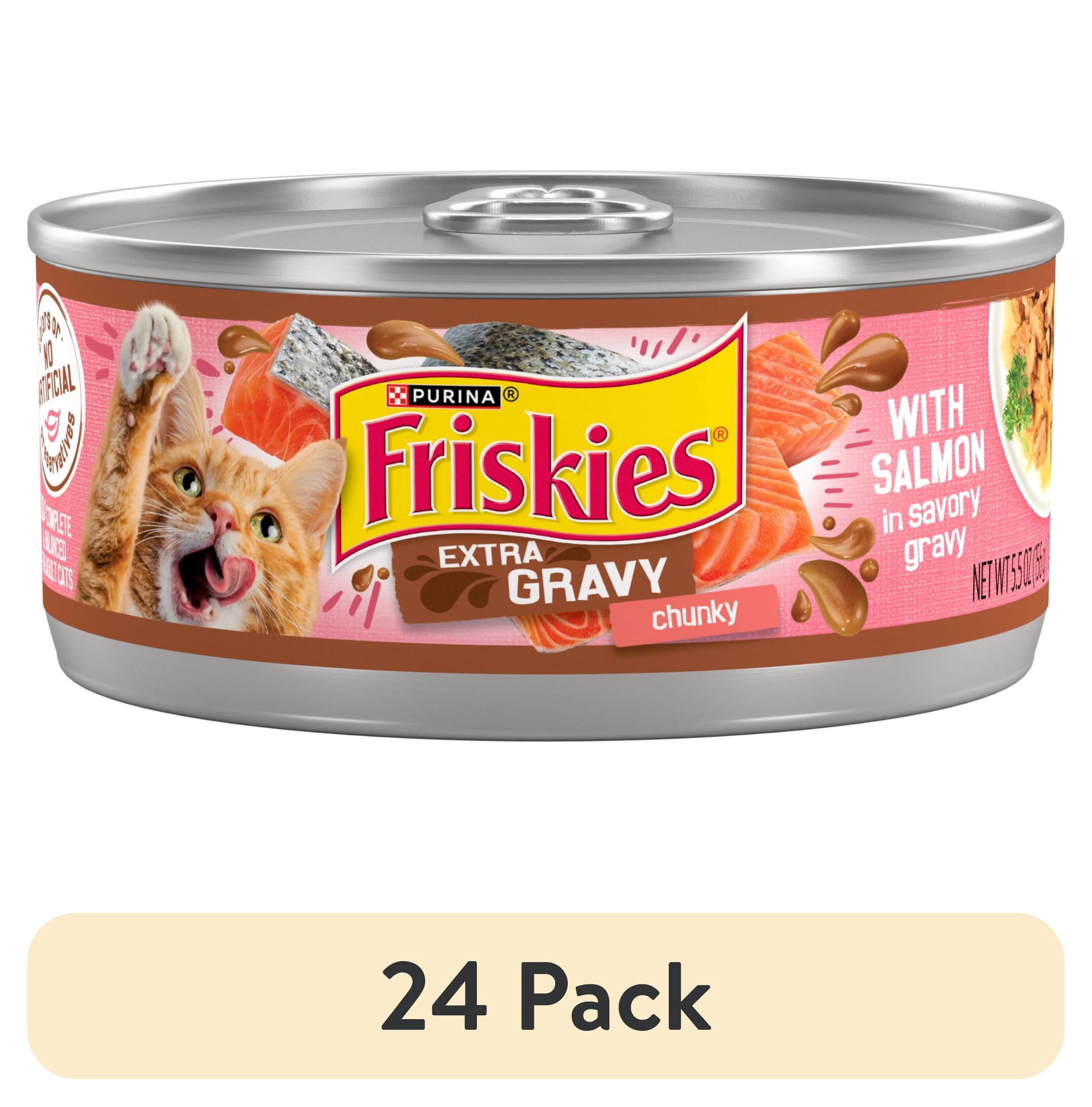 (24 pack) Purina Friskies Extra Gravy Chunky, Soft Salmon, Wet Cat Food, 5.5 oz Can