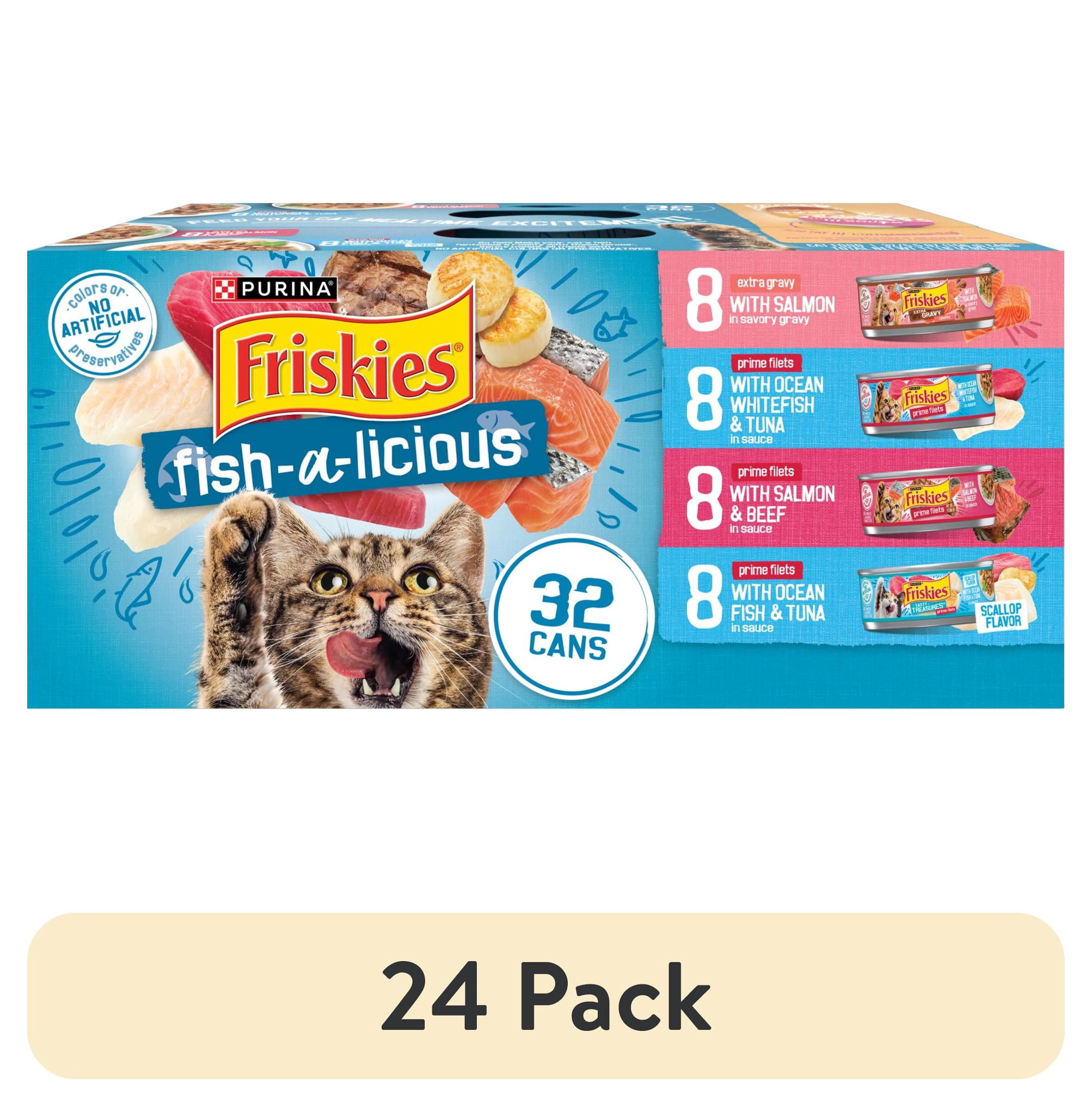 (24 pack) Purina Friskies Fish-A-Licious Variety Pack, Wet Cat Food, 5.5 oz Cans, 32 Pack