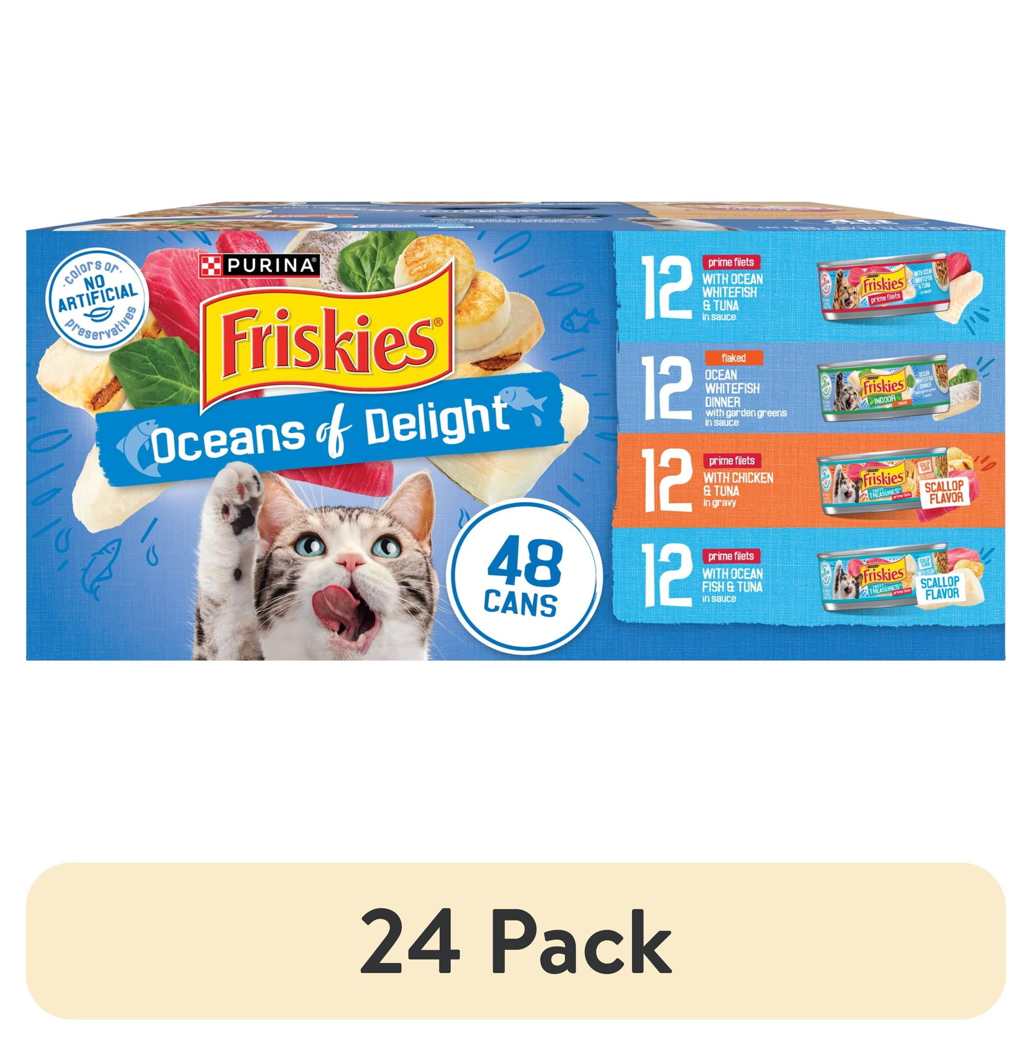 (24 pack) Purina Friskies Oceans of Delight Wet Cat Food Variety Pack, 5.5 oz Cans (48 Pack)