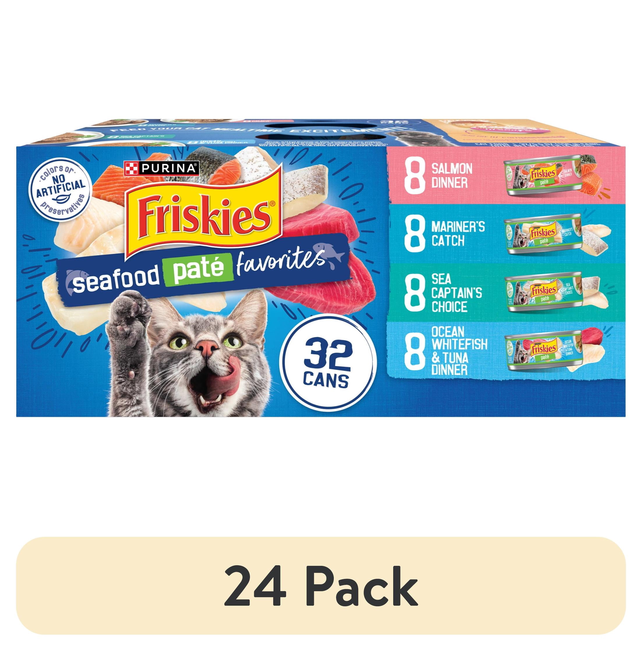 (24 pack) Purina Friskies Seafood Favorites Pate Wet Cat Food Variety Pack, 5.5 oz Cans (32 Pack)