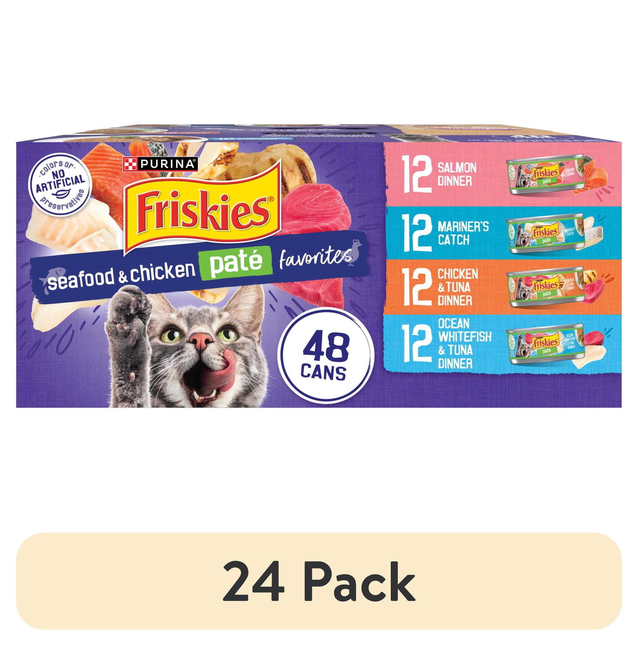 (24 pack) Purina Friskies Seafood & Chicken Favorites Pate Wet Cat Food Variety Pack, 5.5 oz Cans (48 Pack)