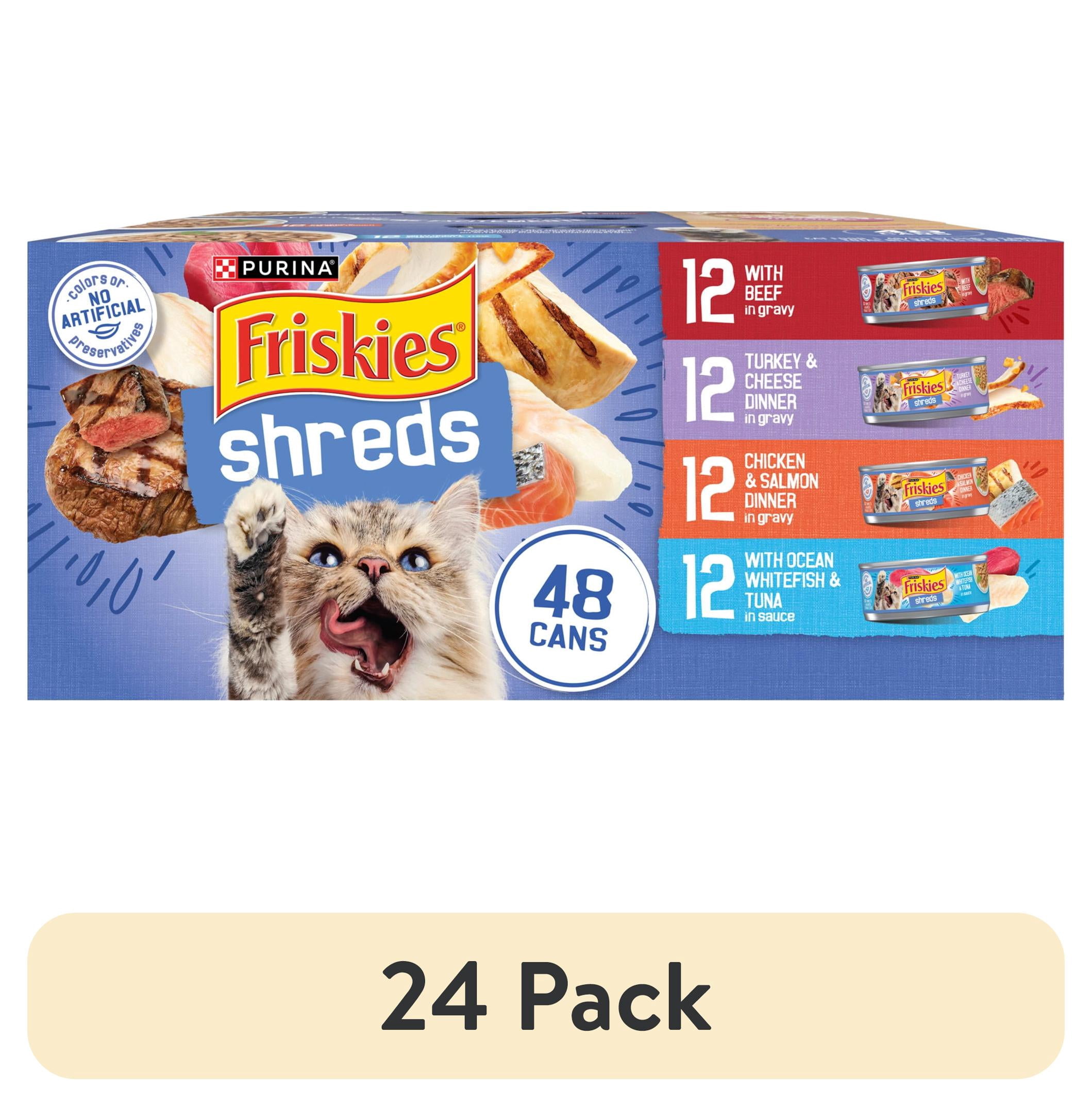 (24 pack) Purina Friskies Shreds Wet Cat Food Variety Pack, 5.5 oz Cans (48 Pack)