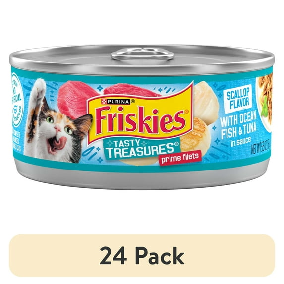 (24 pack) Purina Friskies Tasty Treasures Prime Filets, Tuna, Wet Cat Food, 5.5 oz Can