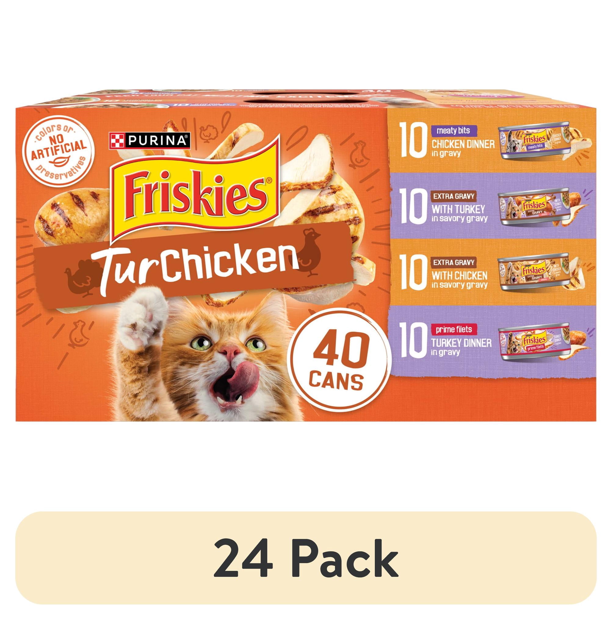 (24 pack) Purina Friskies Turchicken Wet Cat Food Variety Pack, 5.5 oz Cans (40 Pack)