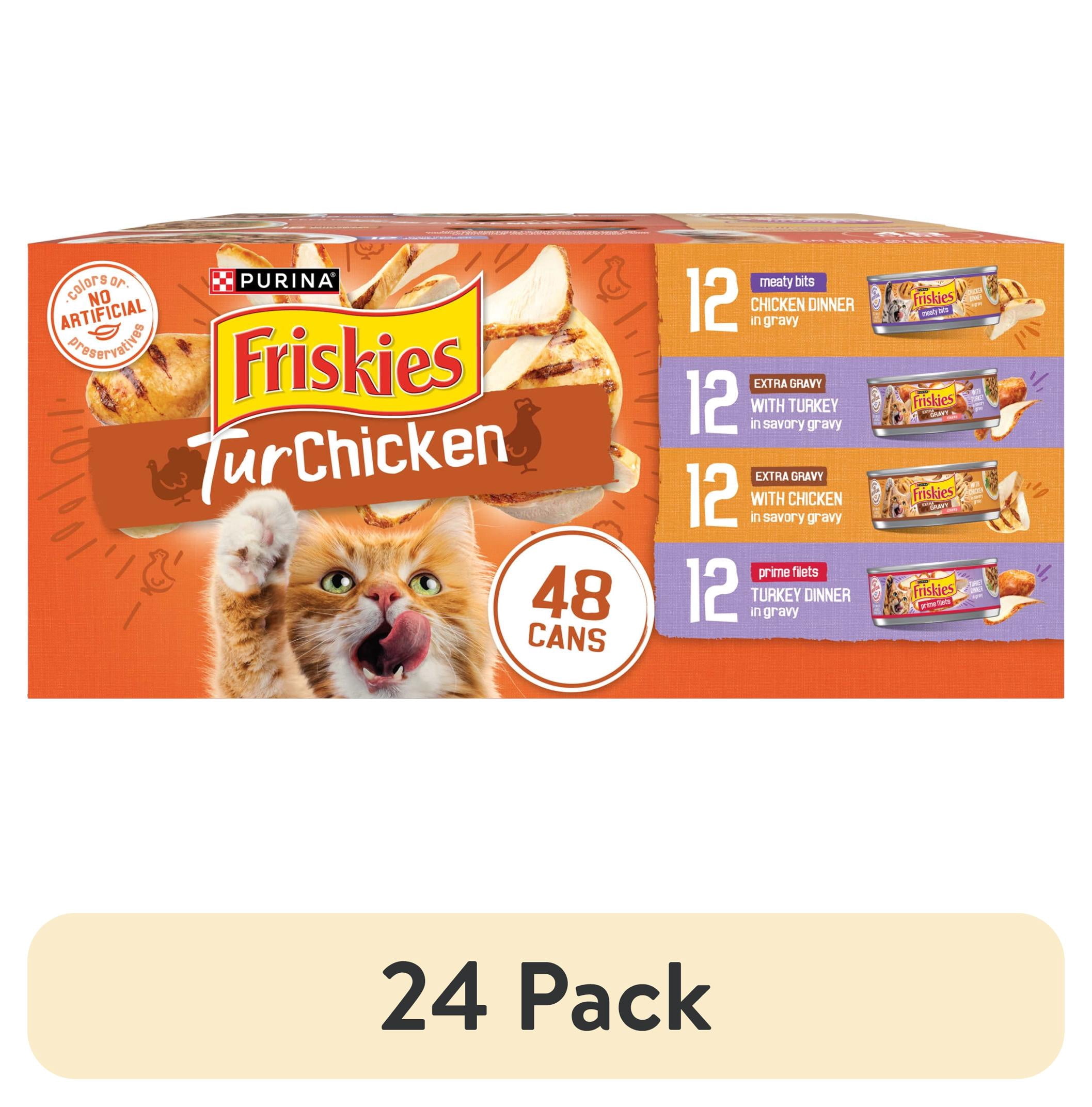 (24 pack) Purina Friskies Turchicken Gravy, Soft Variety Pack, Wet Cat Food, 5.5 oz Cans