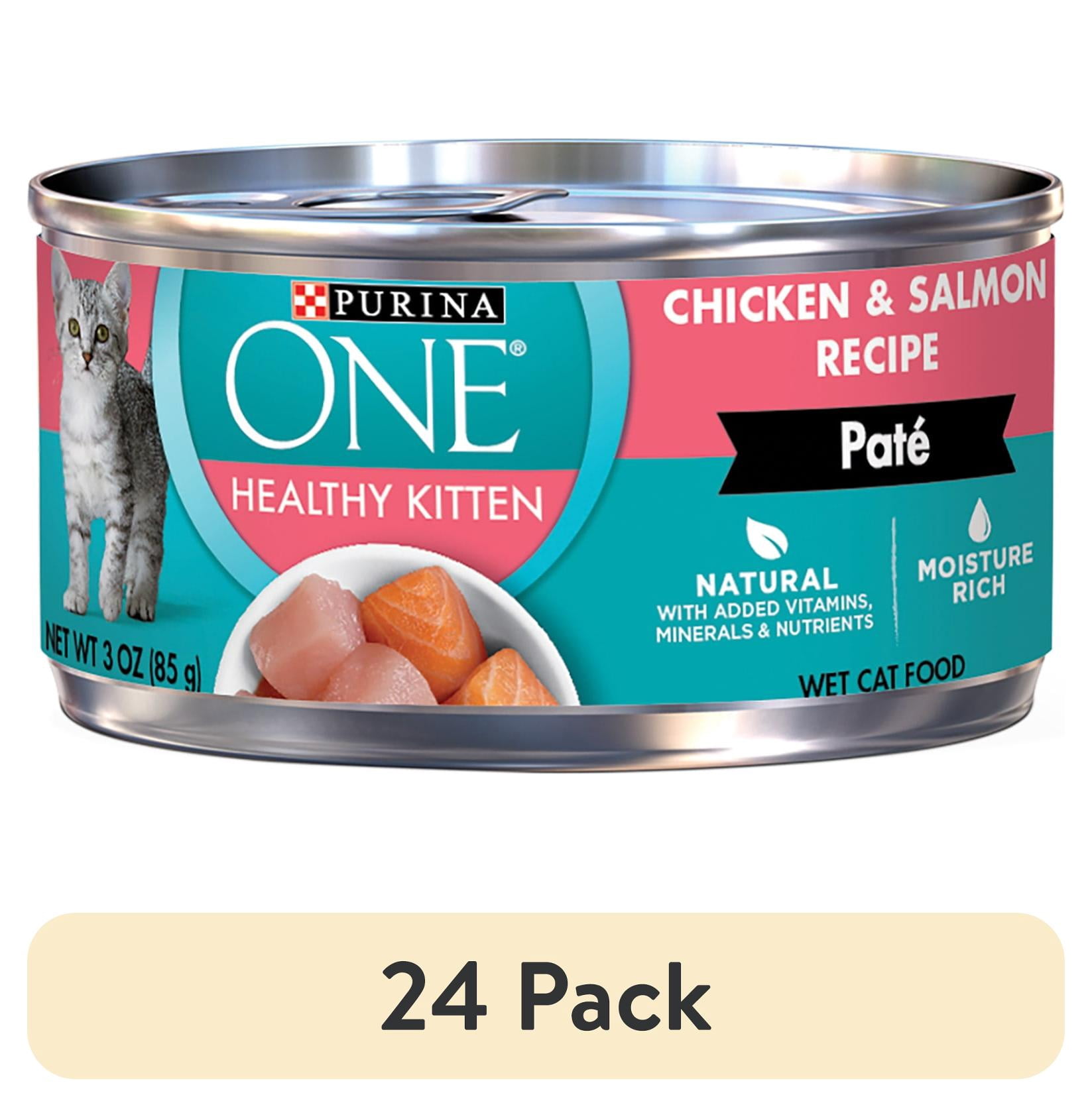 (24 pack) Purina One Healthy Kitten, Chicken Salmon, Wet Kitten Food, 3 oz Can