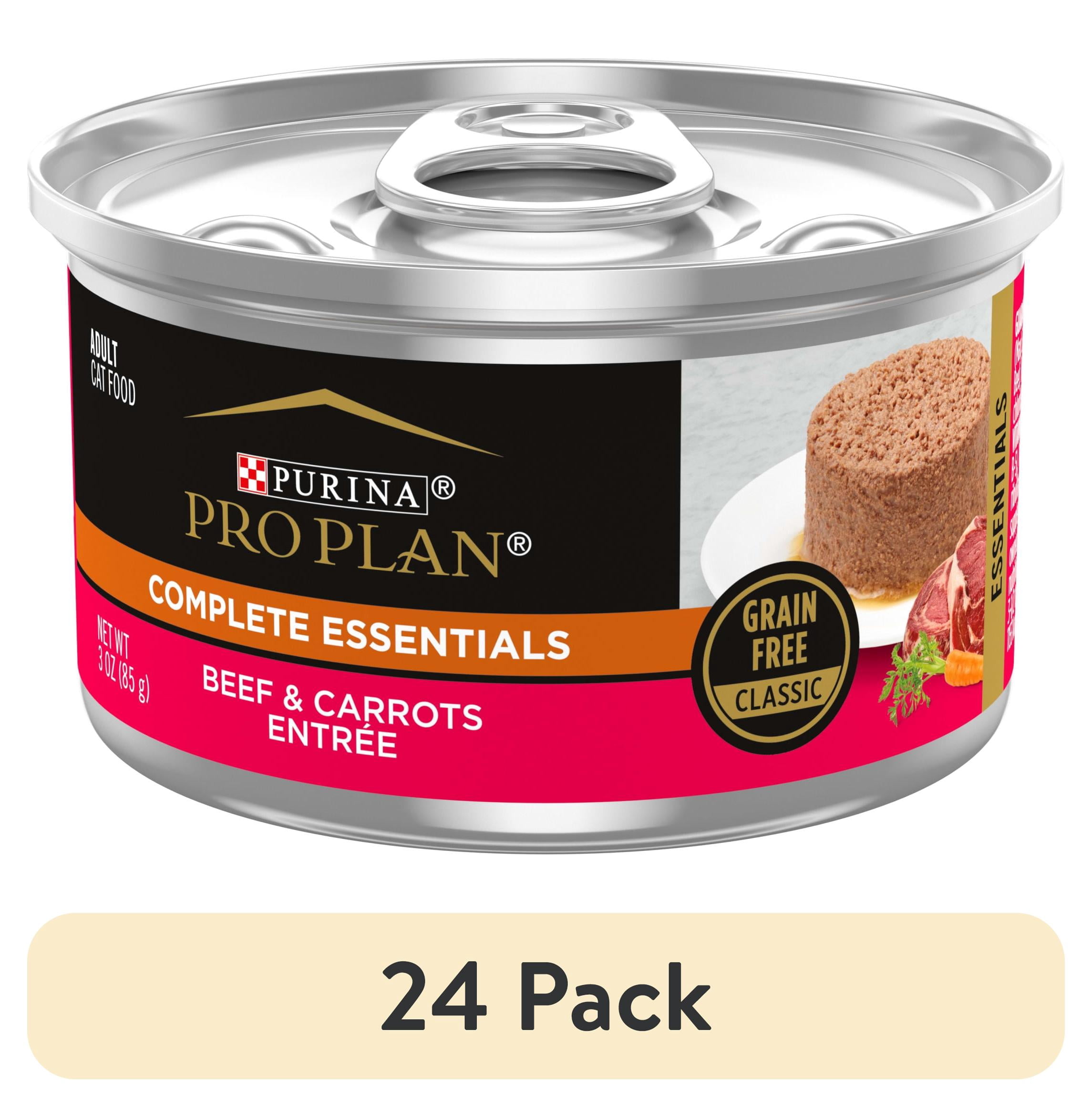 (24 pack) Purina Pro Plan Complete Essentials, Grian Free Beef, Wet Cat Food,3 oz Cans, 24 Pack