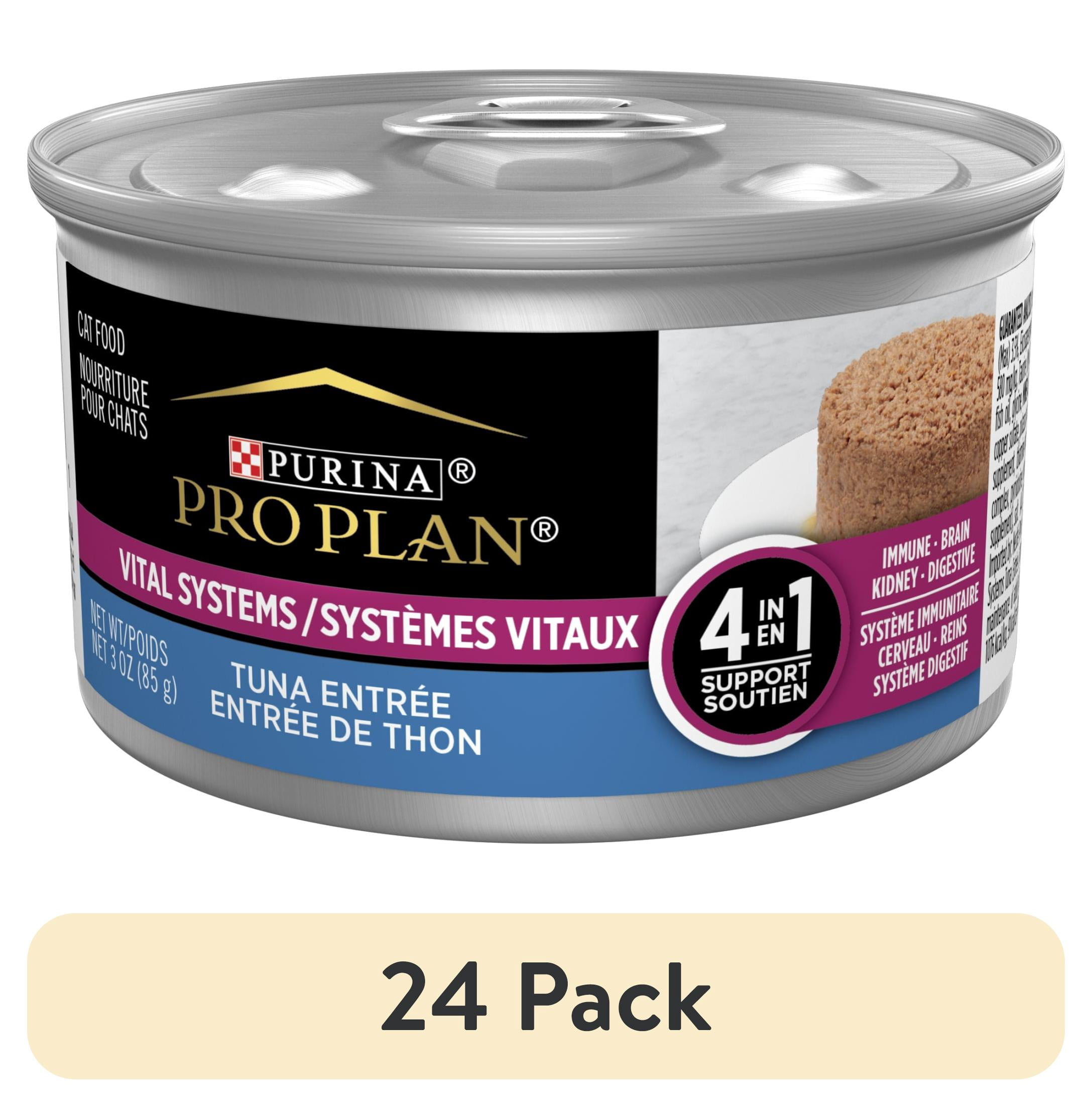 (24 pack) Purina Pro Plan Vital Systems Tuna Entree Wet Cat Food Pate 4-in-1 Brain, Kidney, Digestive and Immune Formula, 3 oz Can