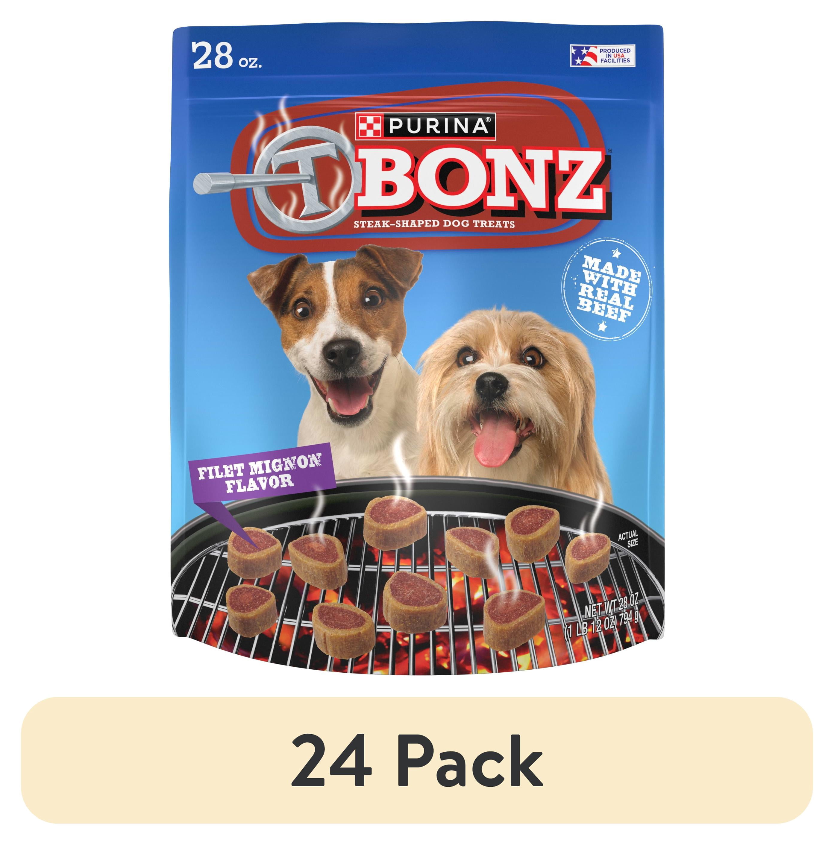 (24 pack) Purina T-Bonz Dog Treats Filet Mignon Flavor with Real Beef, 28 oz Pouch