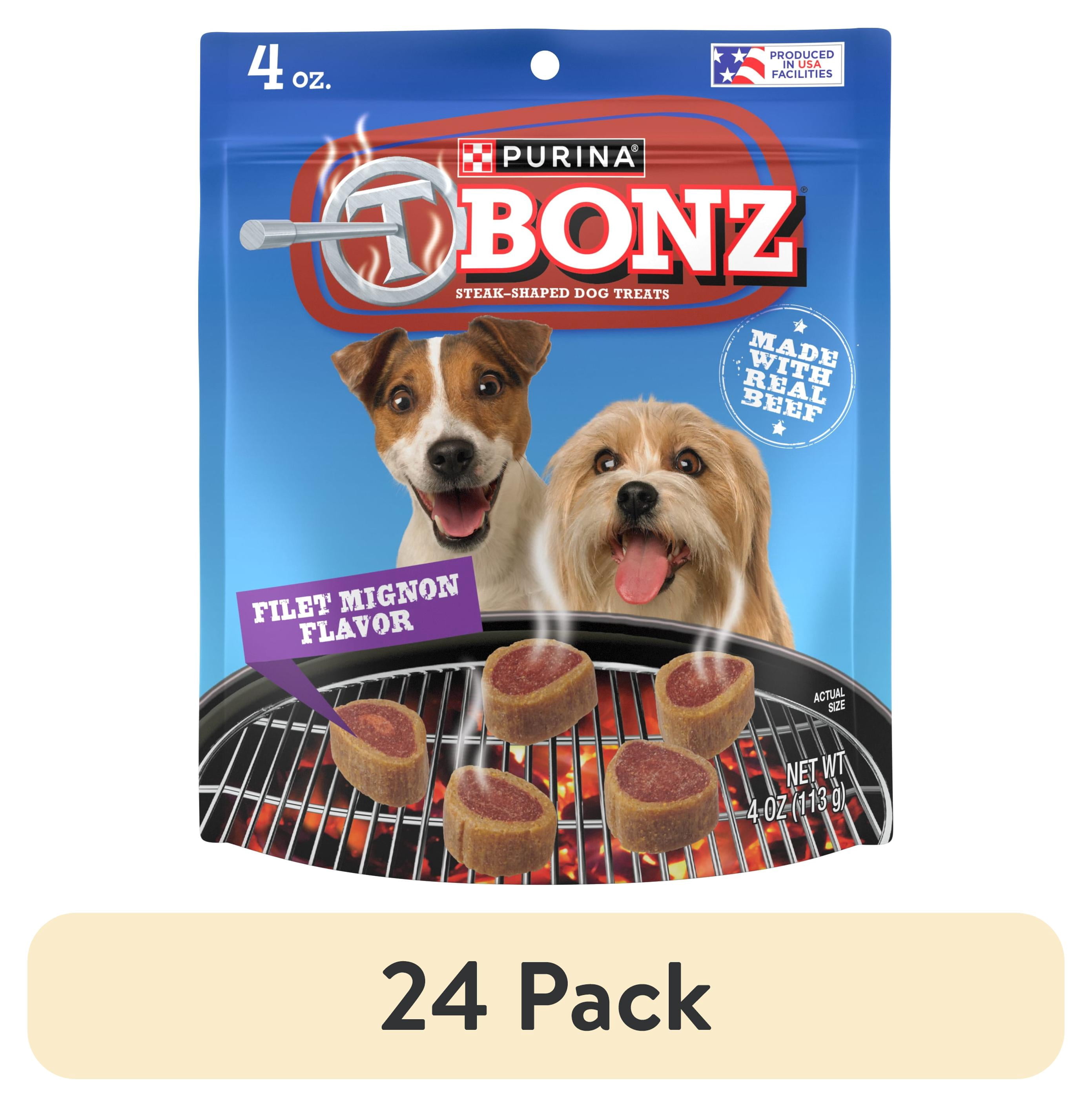 (24 pack) Purina T-Bonz Dog Treats with Filet Mignon Flavor & Real Beef Chews, 4 oz Pouch