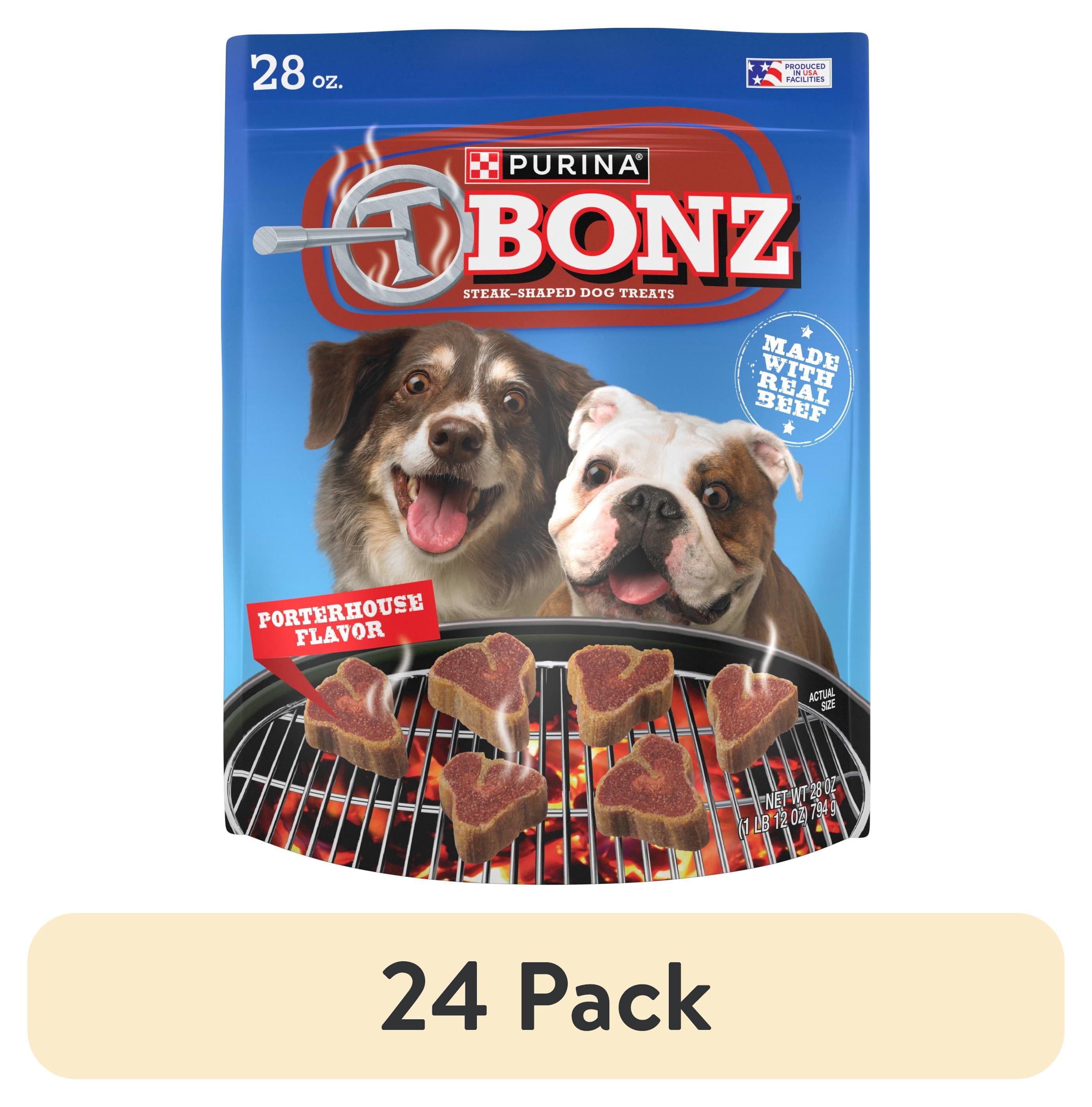 (24 pack) Purina T-Bonz Dog Treats with Porterhouse Flavor & Real Beef Chews, 28 oz Pouch